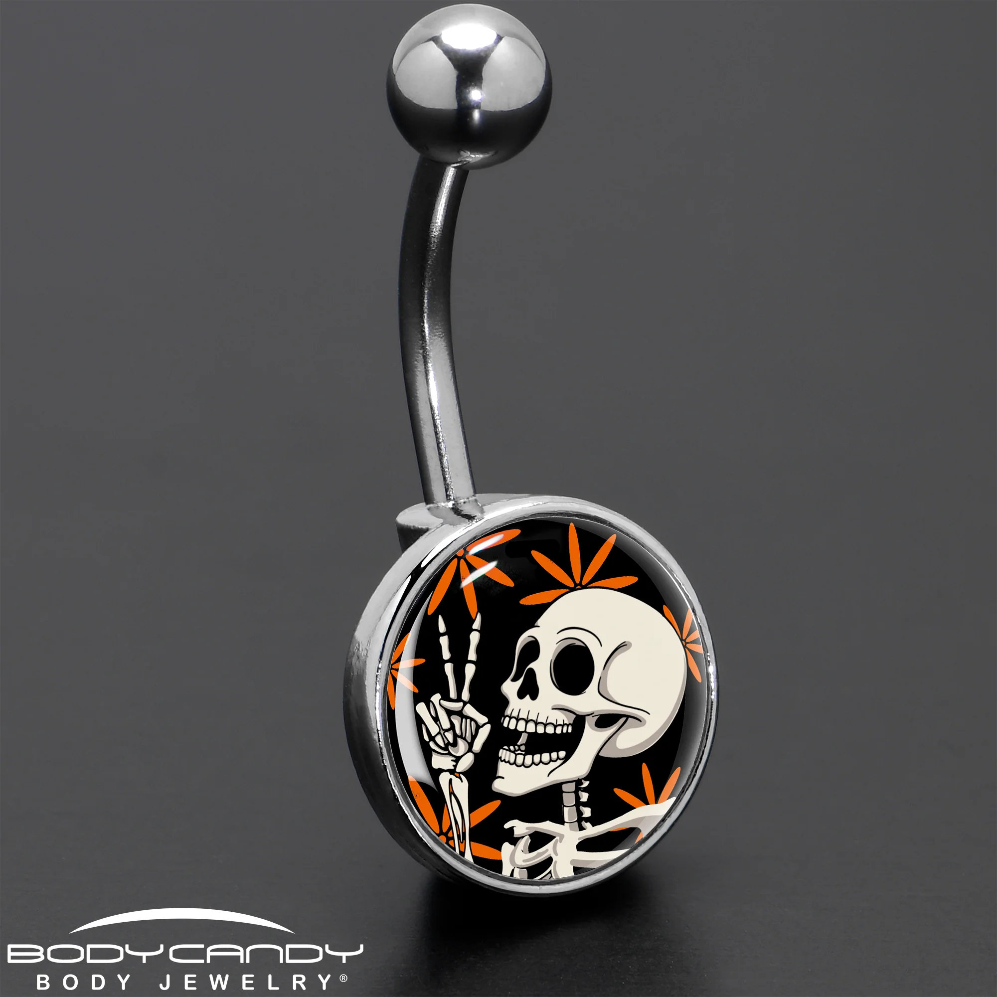 Peace Sign Skeleton Belly Ring by Onyx O - Image 8