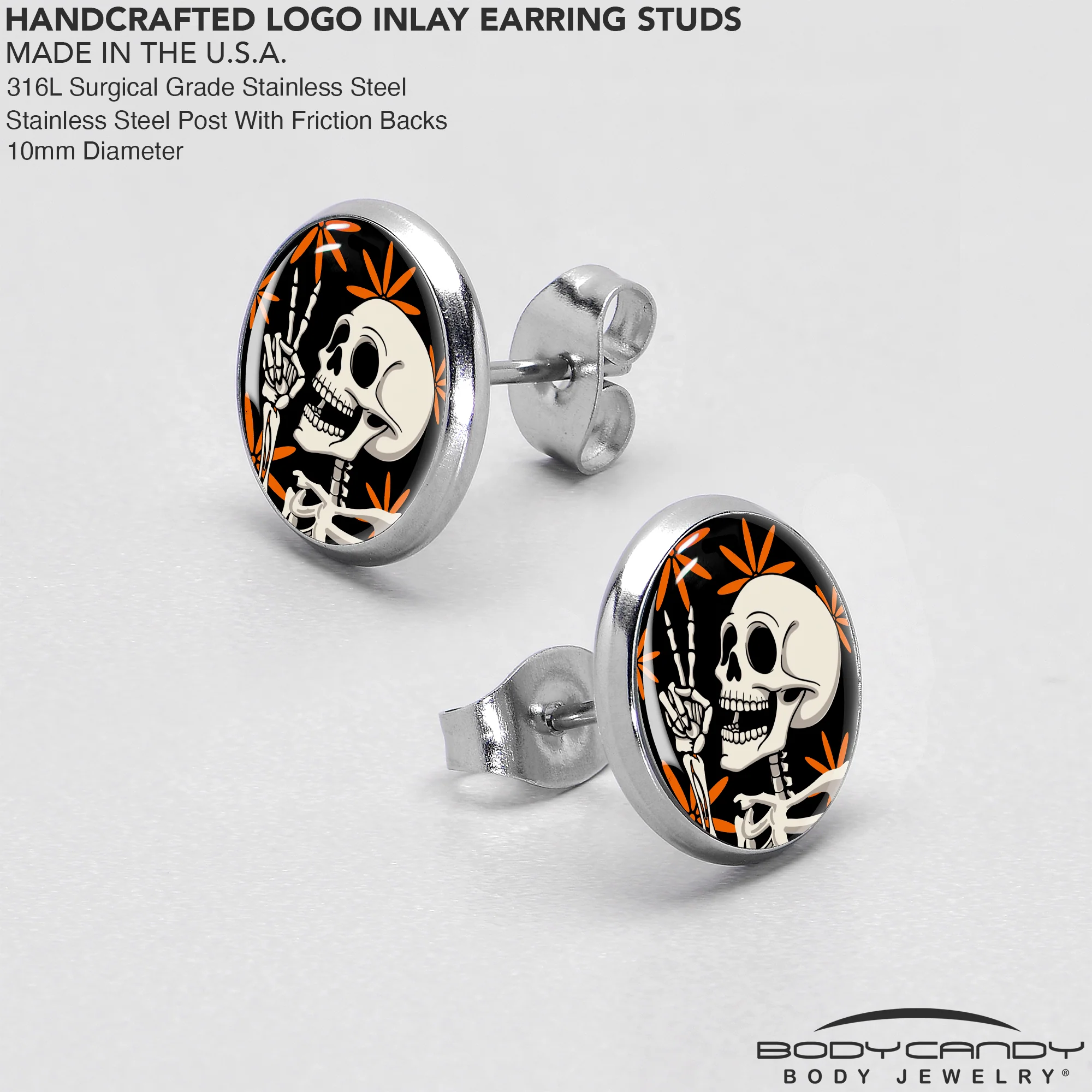 Peace Sign Skeleton Stud Earrings by Onyx O - Image 7