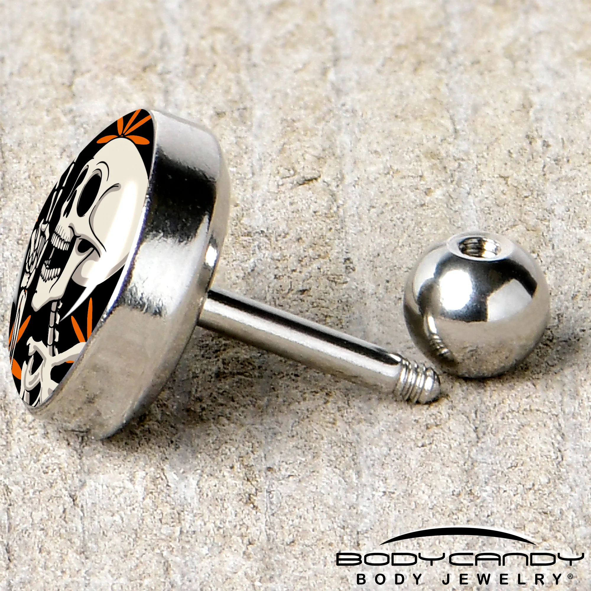 16G 1/4 Peace Sign Skeleton Tragus Cartilage Earring by Onyx O - Image 5