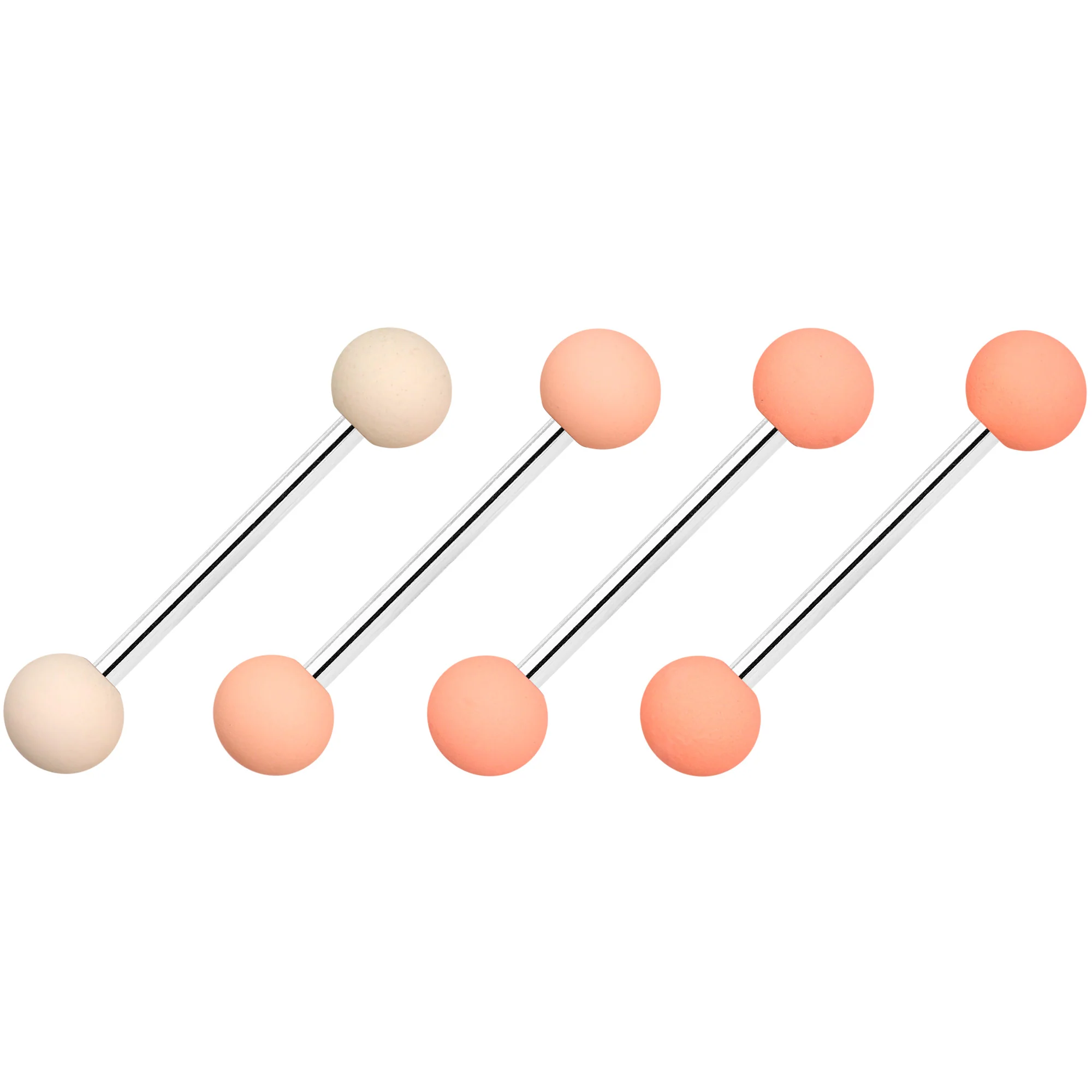 Peaches and Cream Matte Barbell Tongue Ring Set of 4 - Image 3