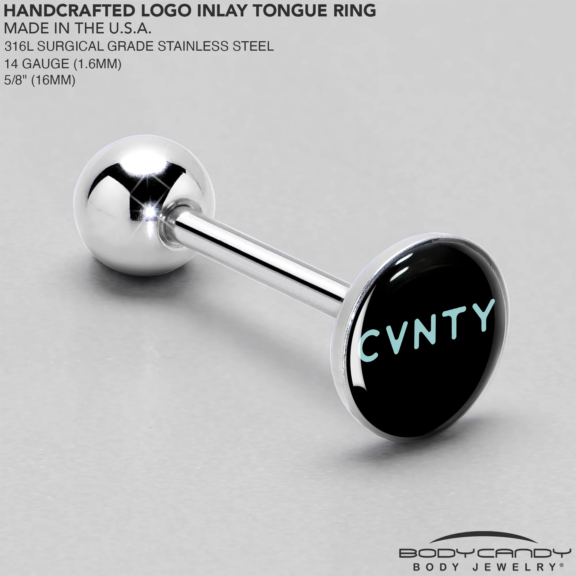 Phrase Logo CVNTY Barbell Tongue Ring by Onyx O - Image 4
