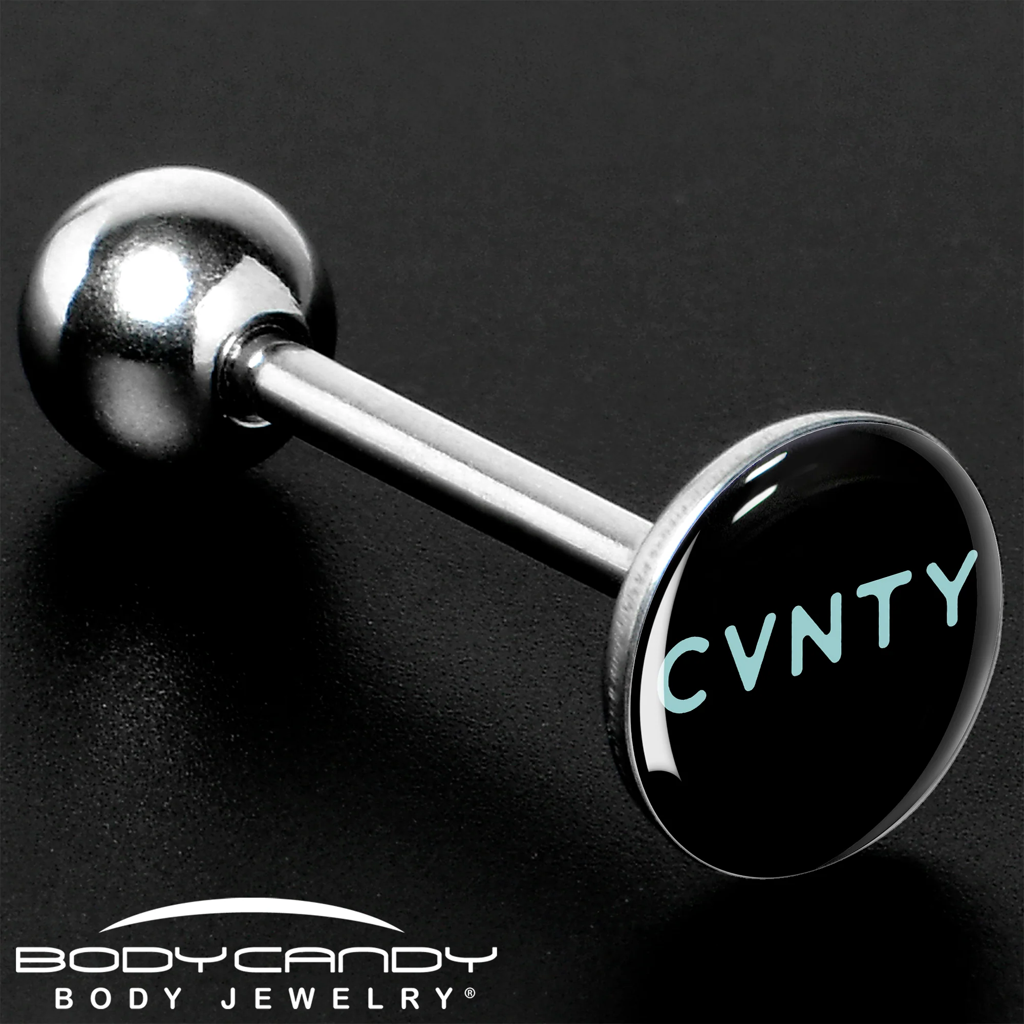 Phrase Logo CVNTY Barbell Tongue Ring by Onyx O - Image 8
