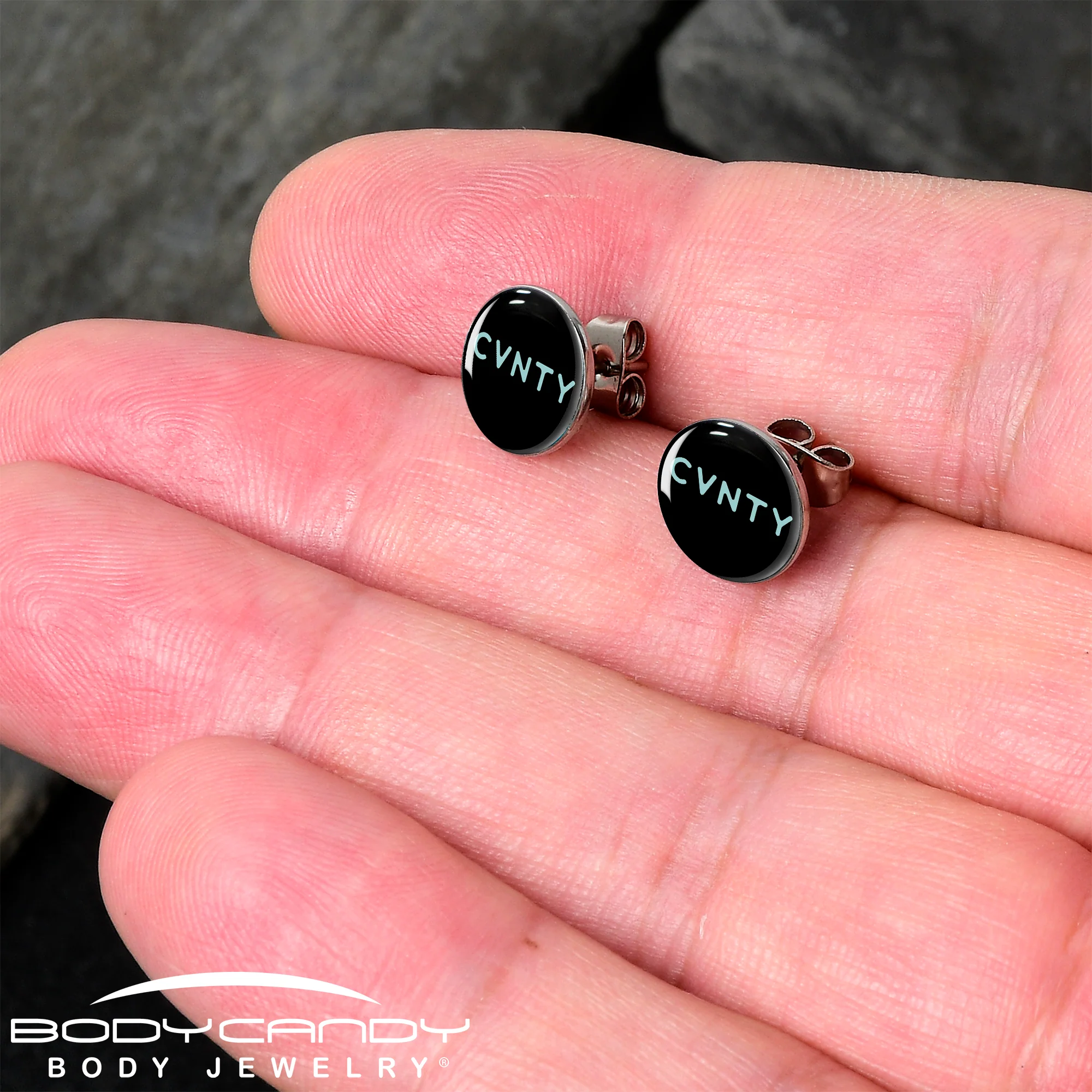 Phrase Logo CVNTY Stud Earrings by Onyx O - Image 2
