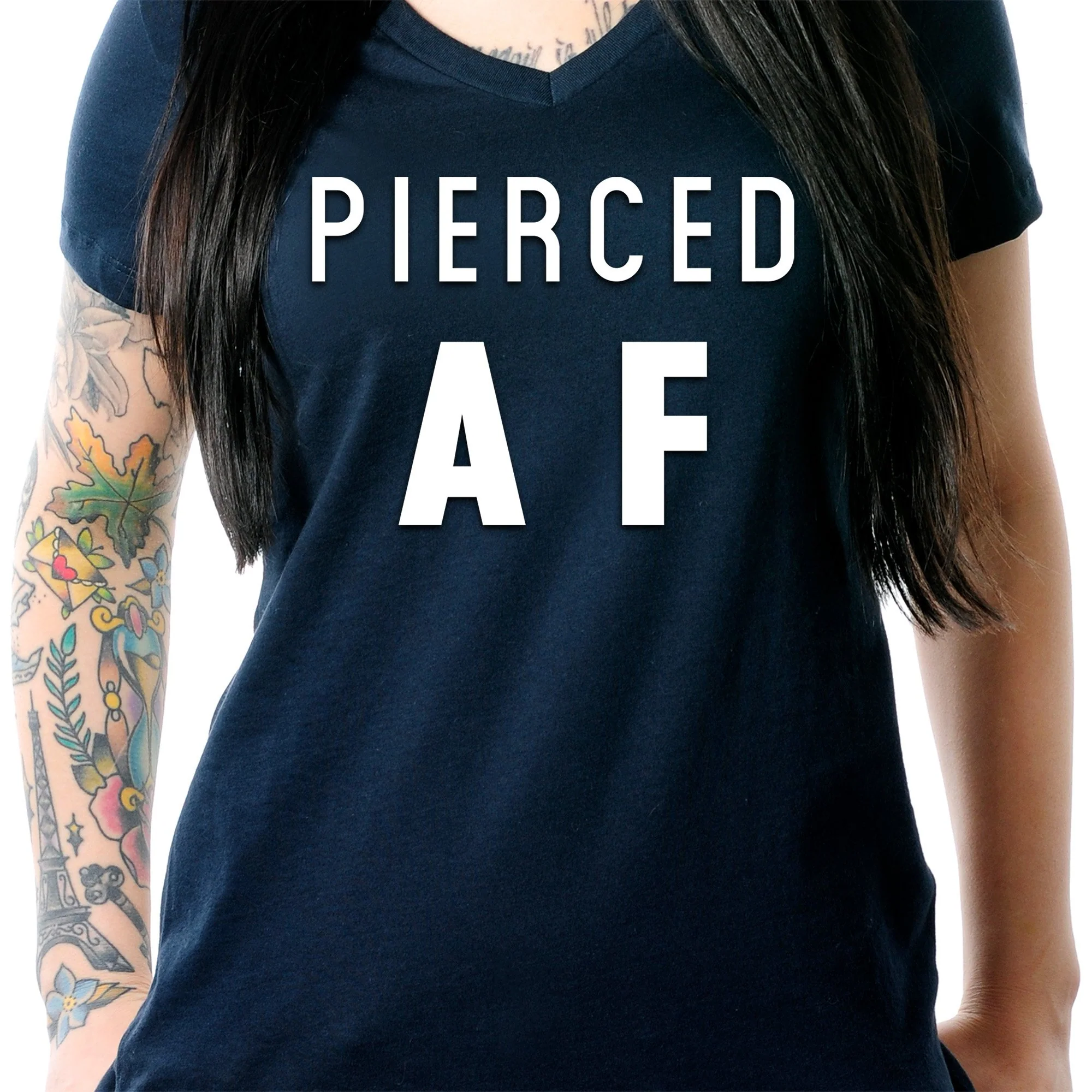 Pierced AF Black Tapered V-Neck Tee Shirt - Image 6