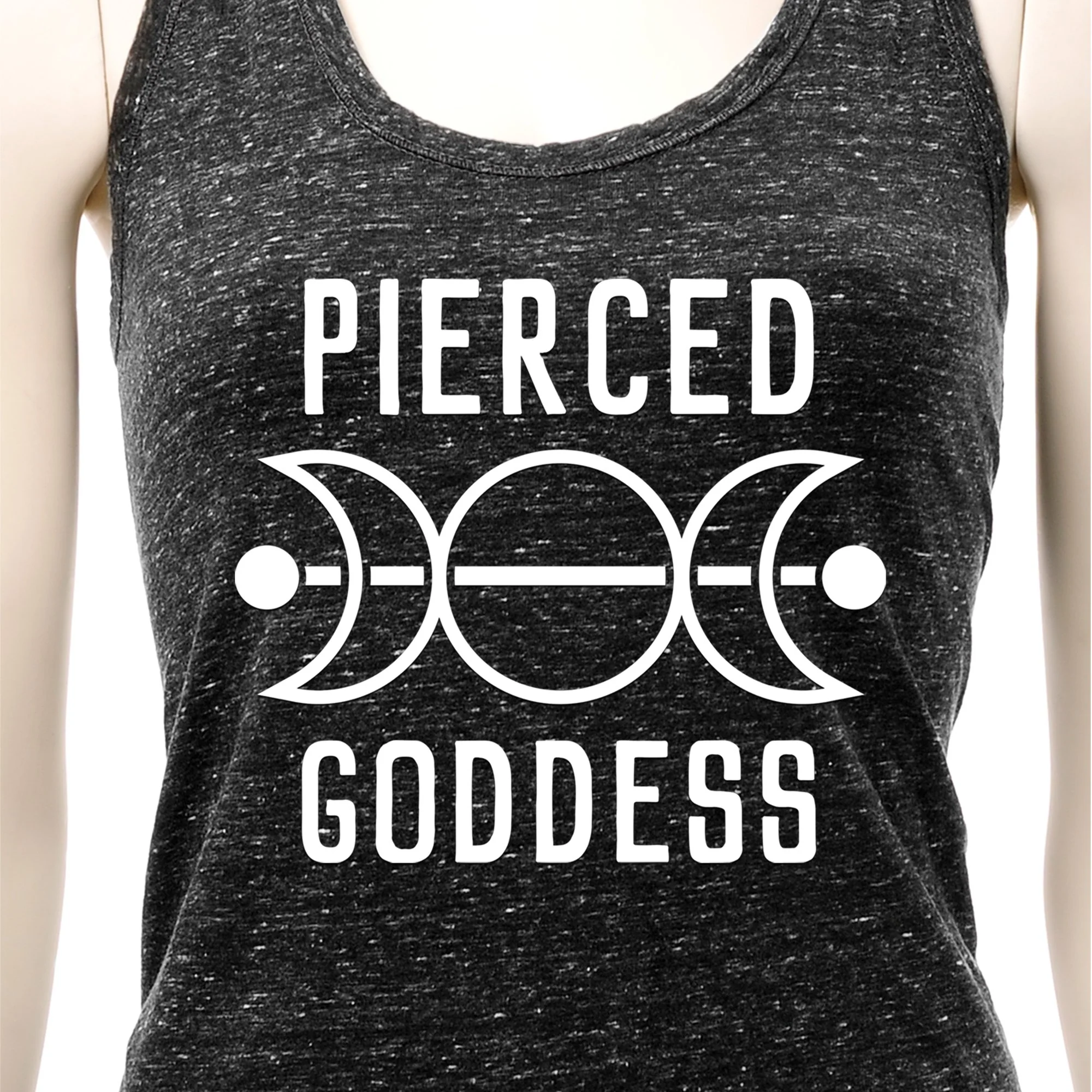 Pierced Goddess Black Gray Cosmic Twist Back Tank Top - Image 3