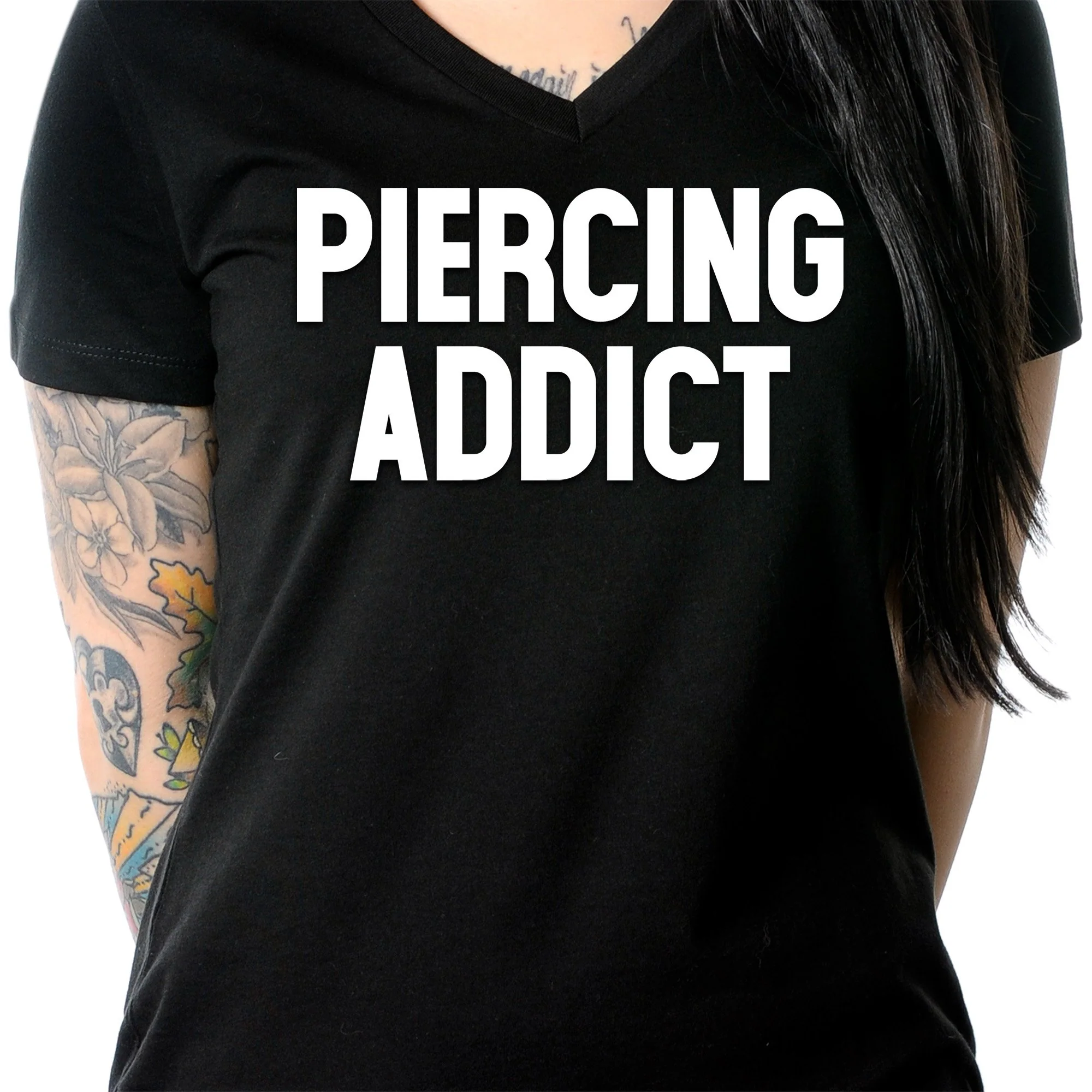 Piercing Addict Tapered V-Neck Tee Shirt - Image 3