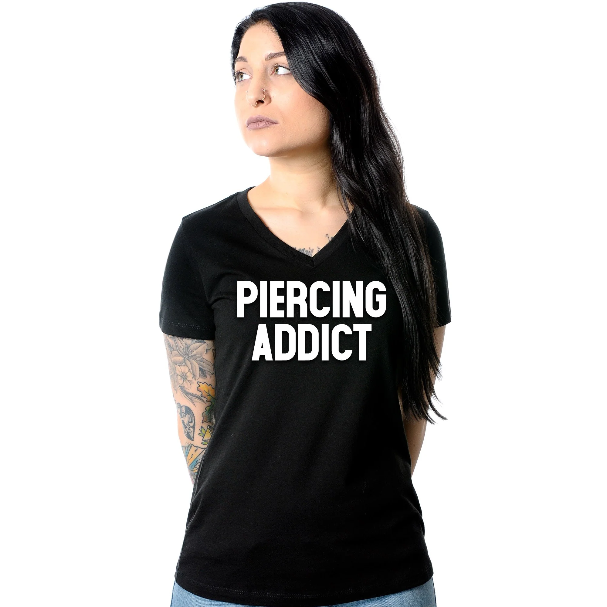 Piercing Addict Tapered V-Neck Tee Shirt - Image 8