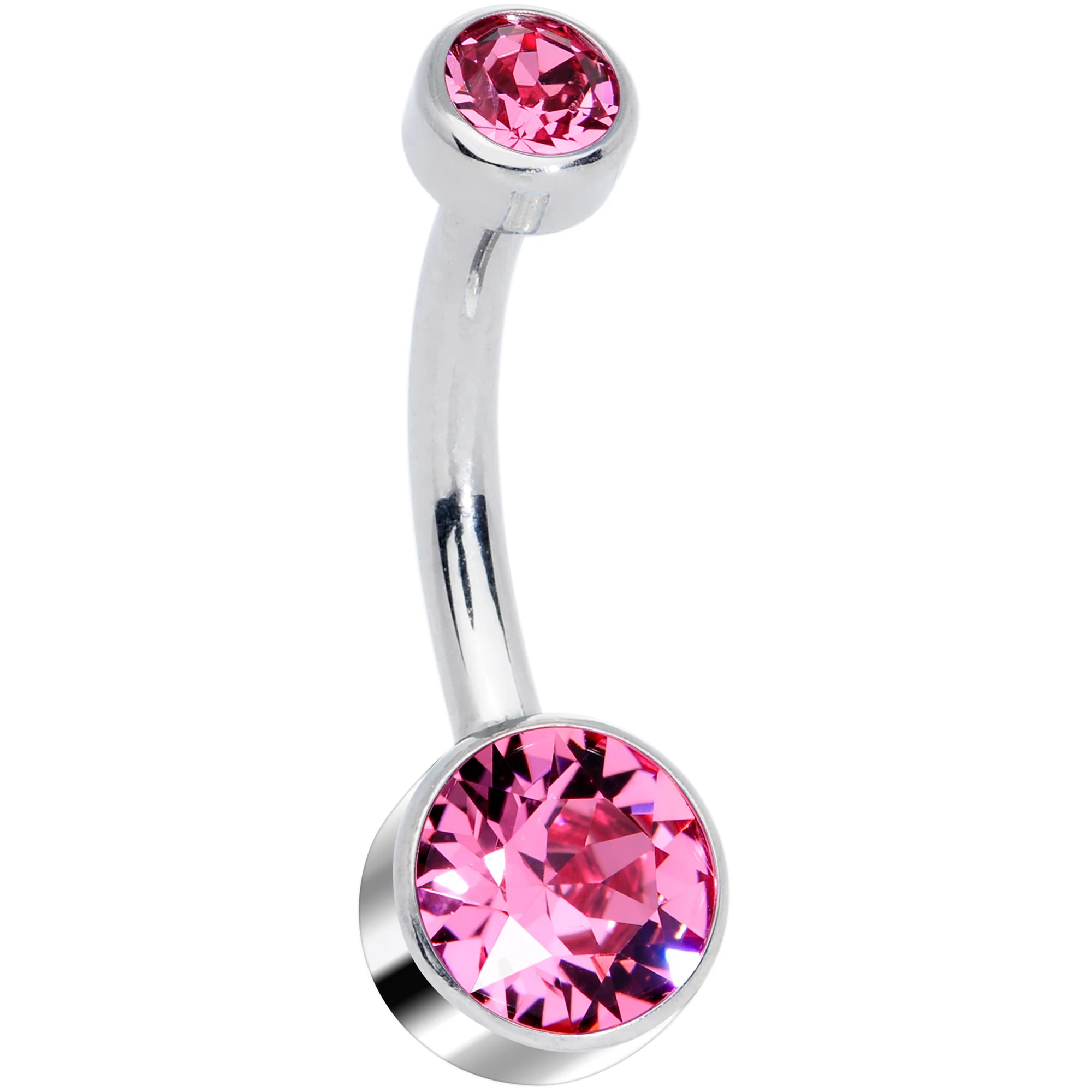 Pink 6mm Titanium Internal Thread Belly Ring Created with Crystals - Image 2