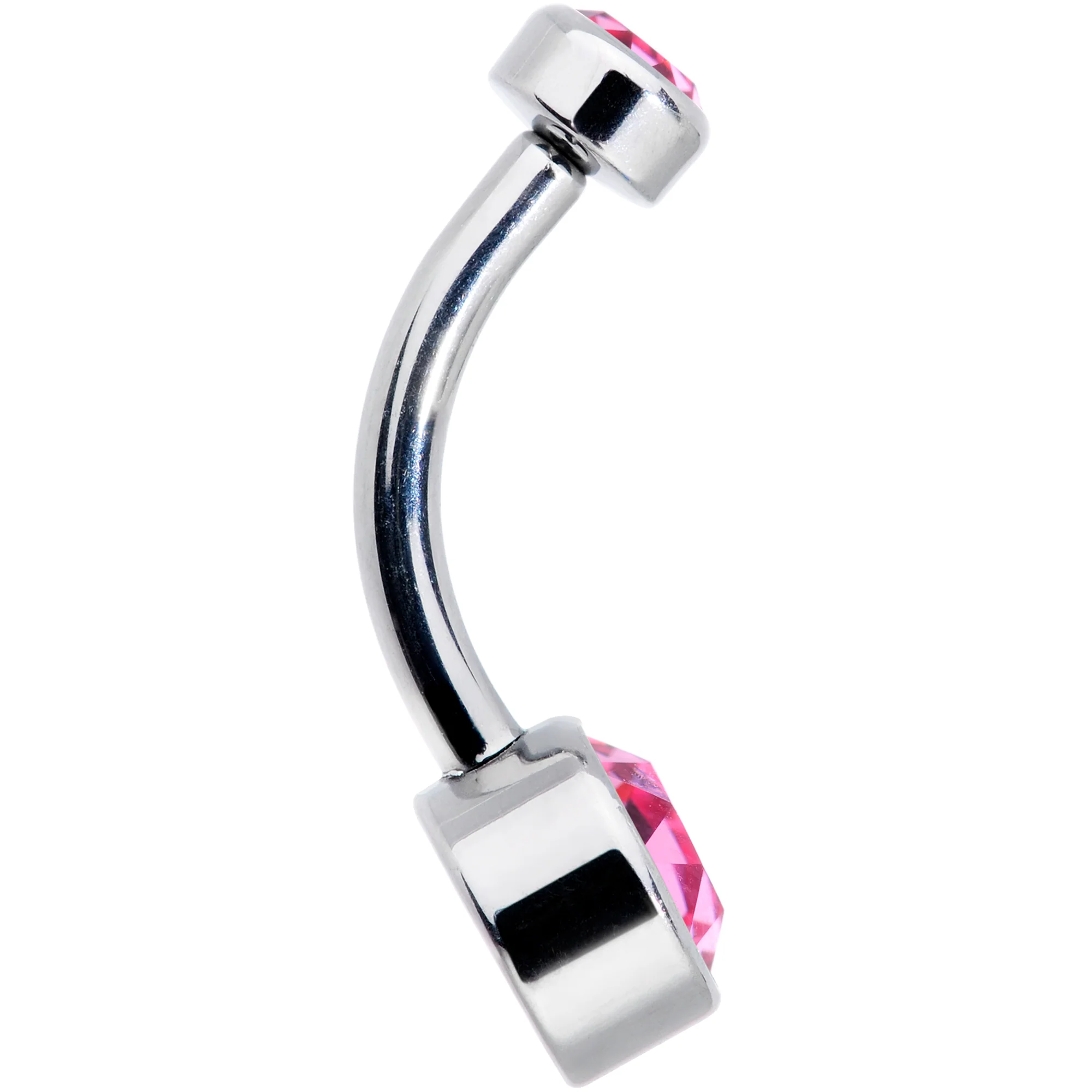 Pink 6mm Titanium Internal Thread Belly Ring Created with Crystals - Image 3