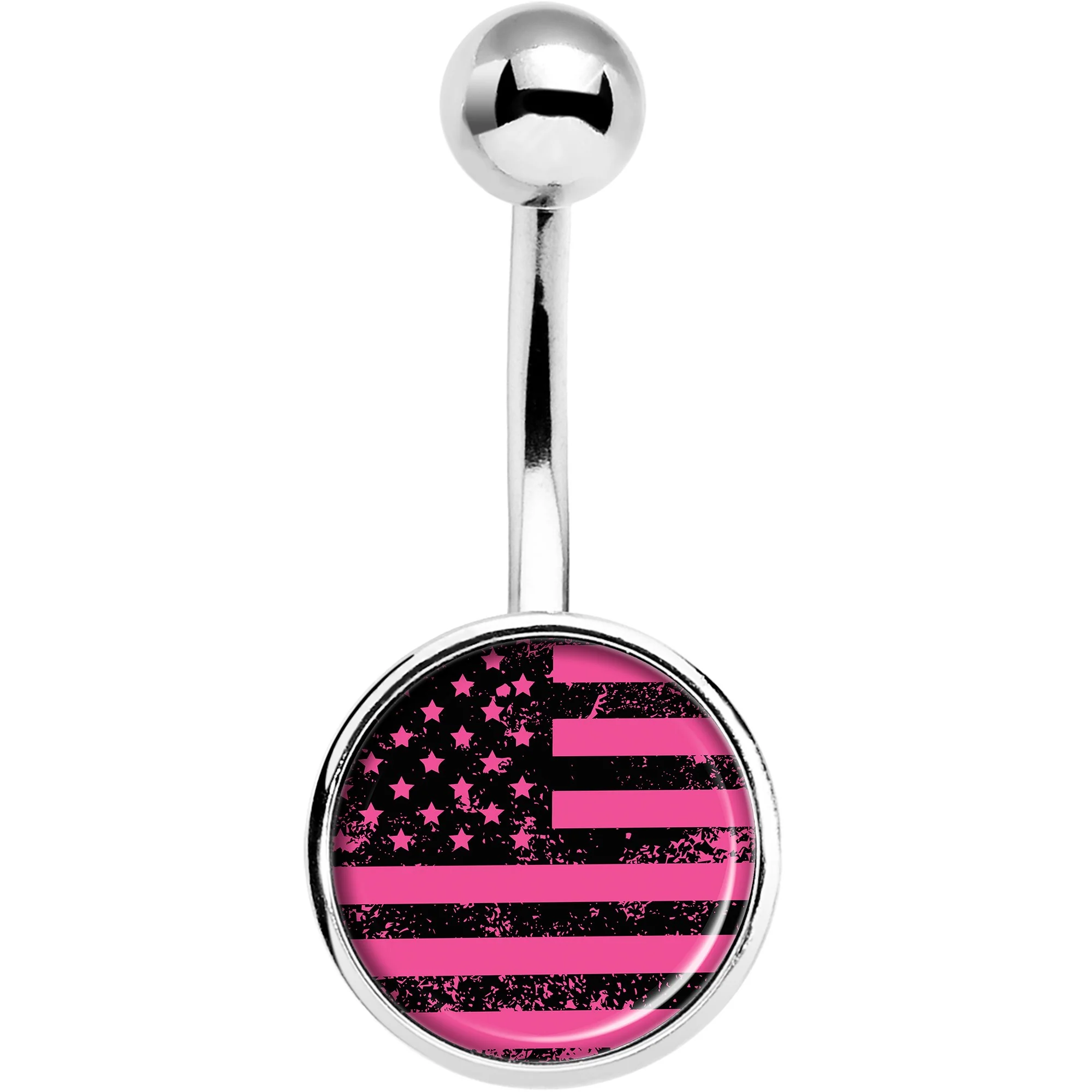 Pink American Flag Belly Ring - Image 2
