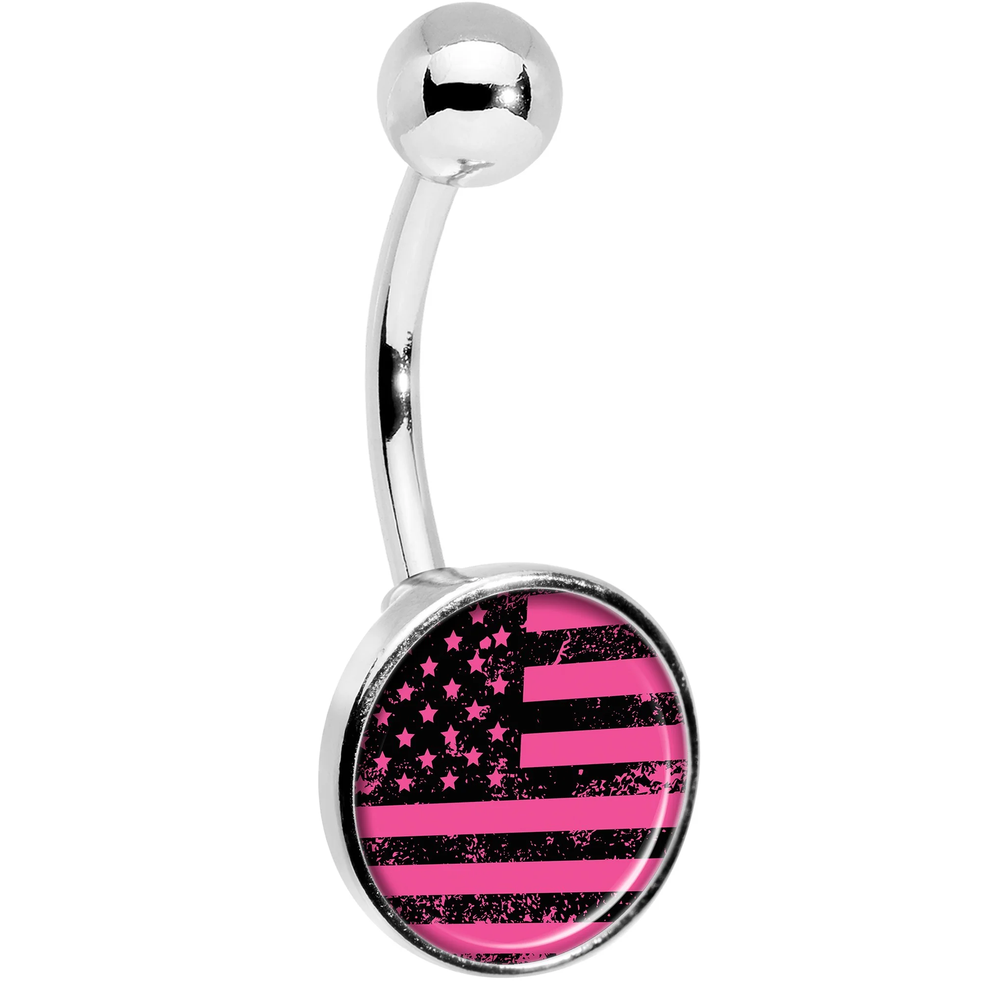 Pink American Flag Belly Ring - Image 3