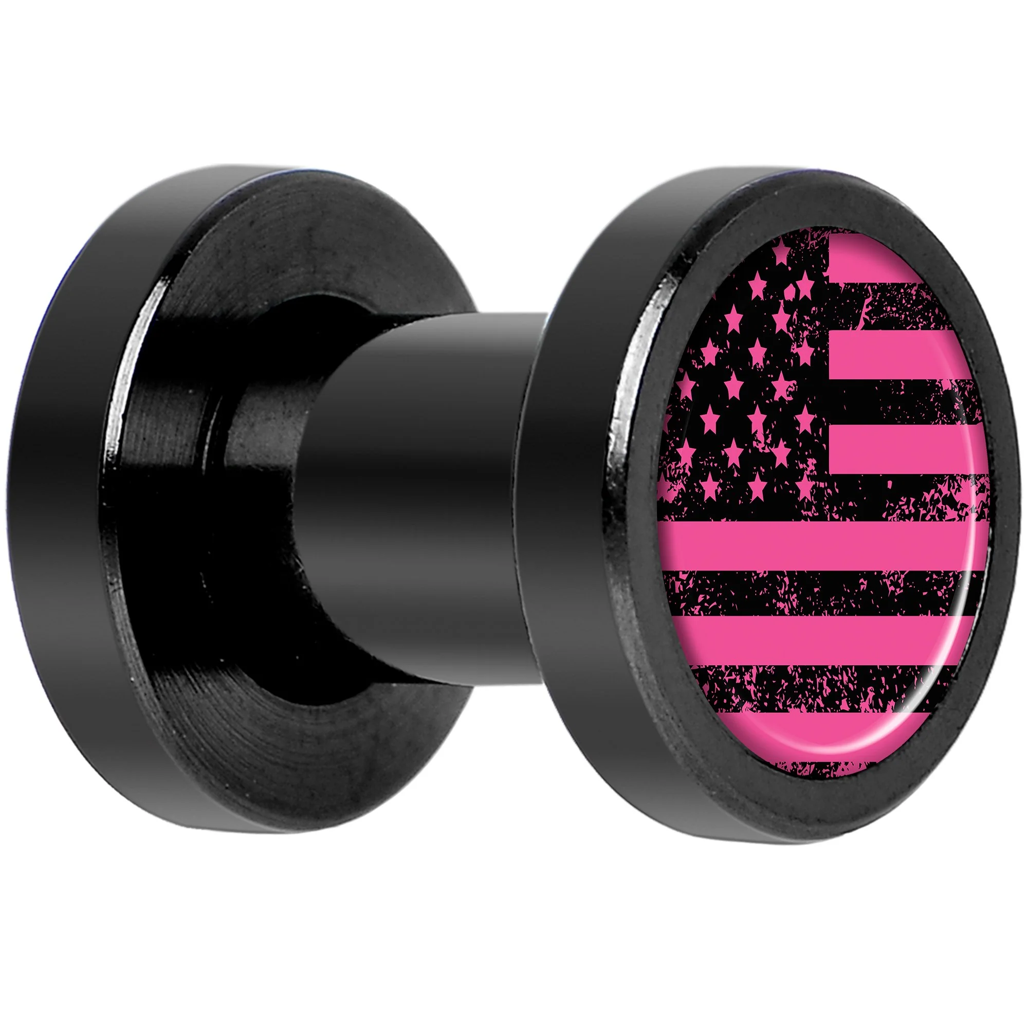 Pink American Flag Black Anodized Screw Fit Plug Set 4G - Image 2