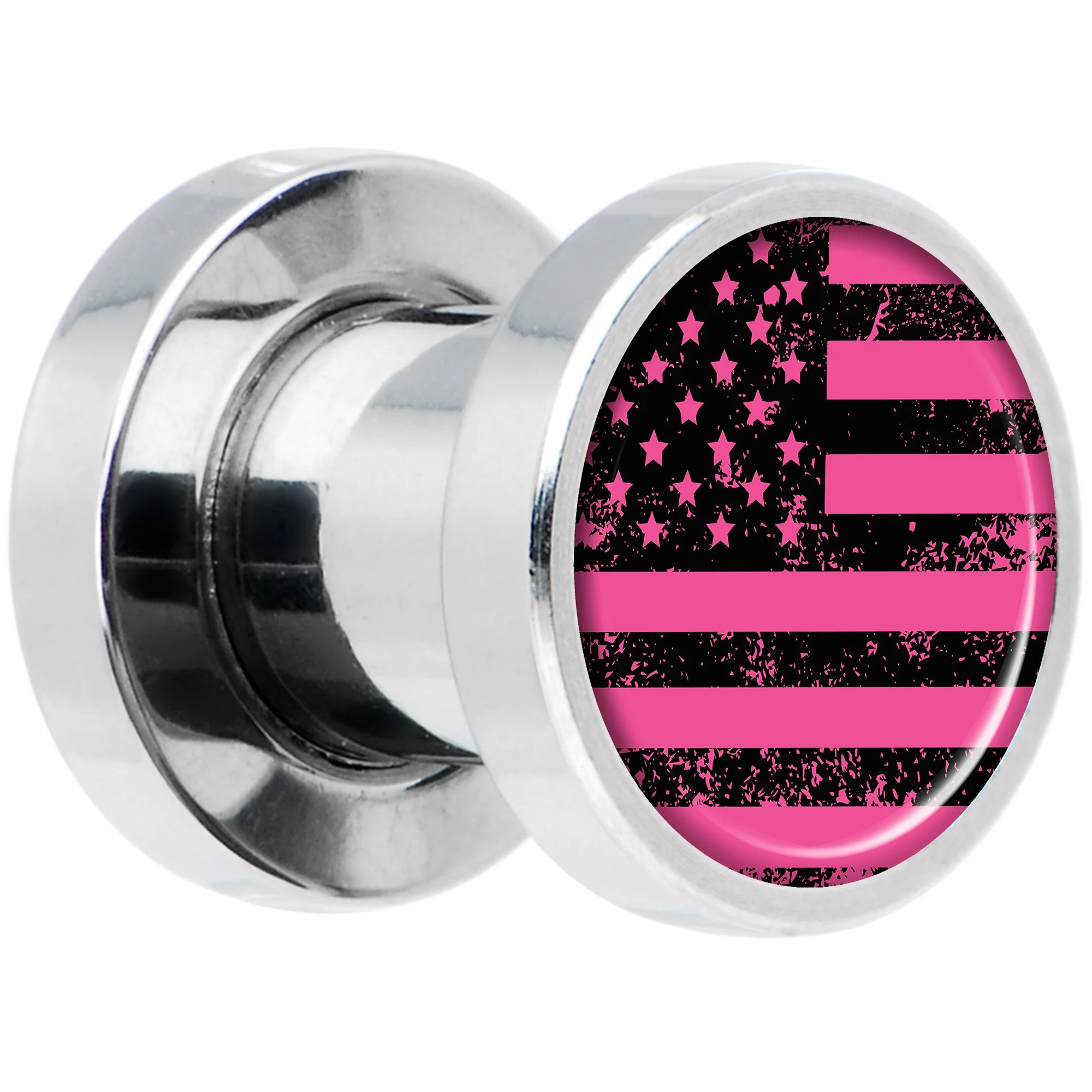 Pink American Flag Steel Screw Fit Plug Set 2G - Image 2