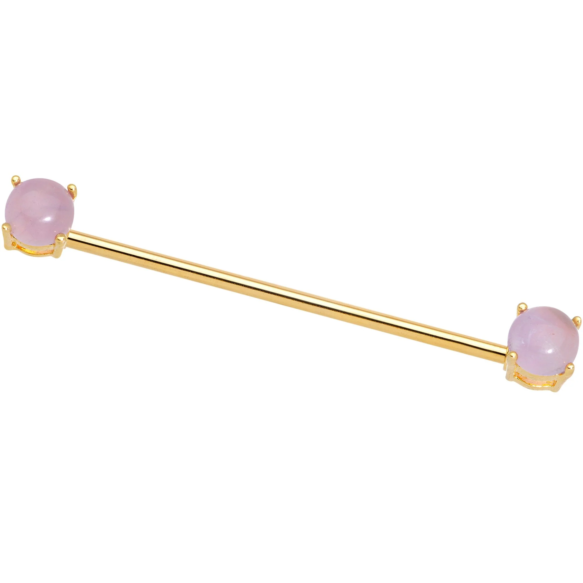 Pink Amethyst Gold Tone End to End Industrial Barbell 38mm - Image 2
