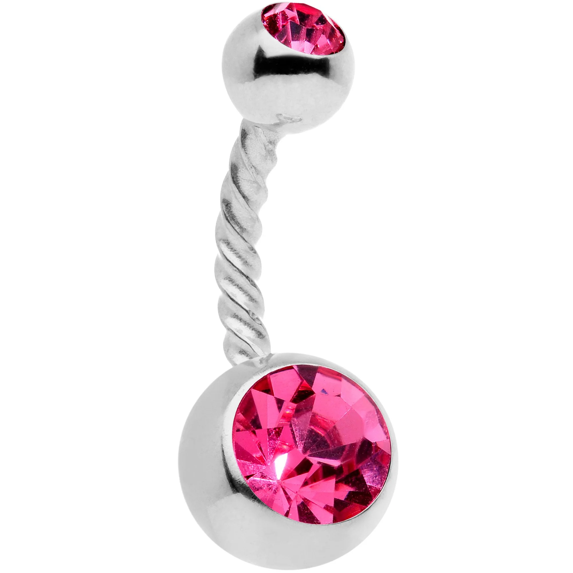 Pink Aurora Gem Twisted Disco Ball Belly Ring Set of 3 - Image 2