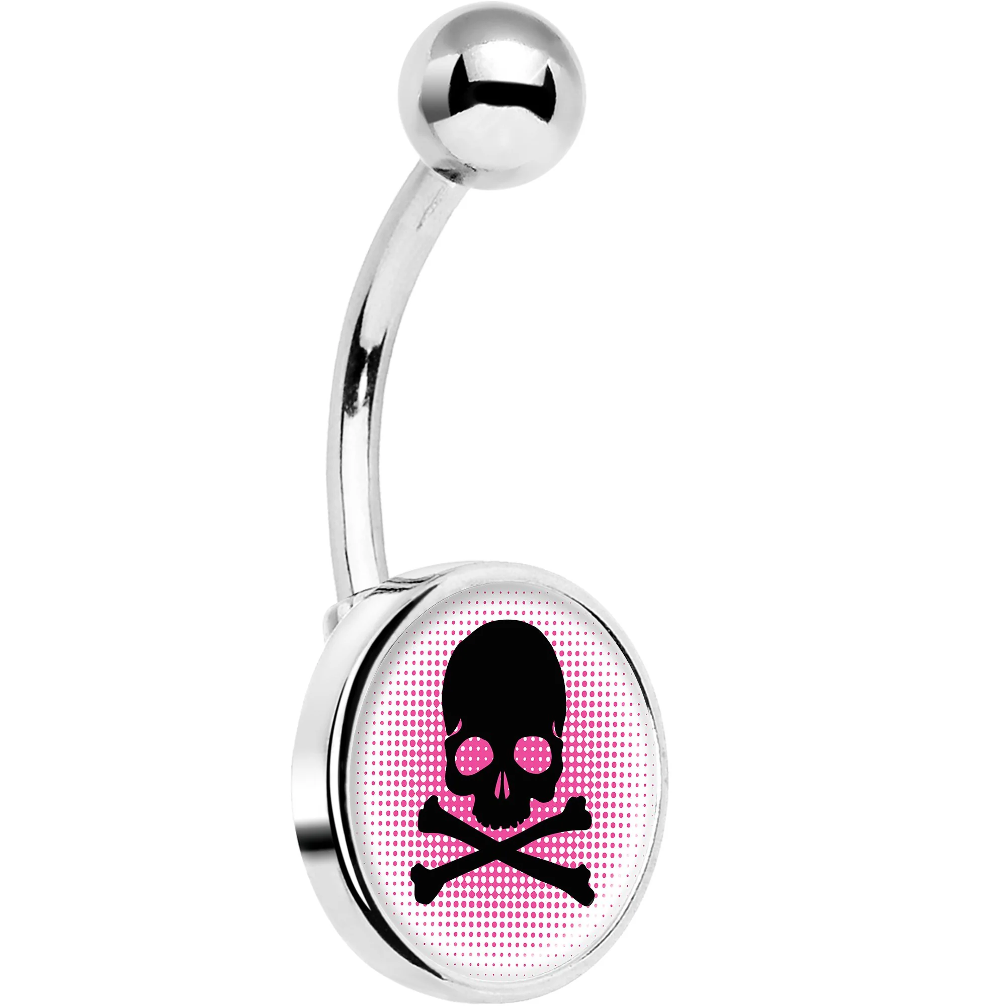 Pink Black Skull Belly Ring