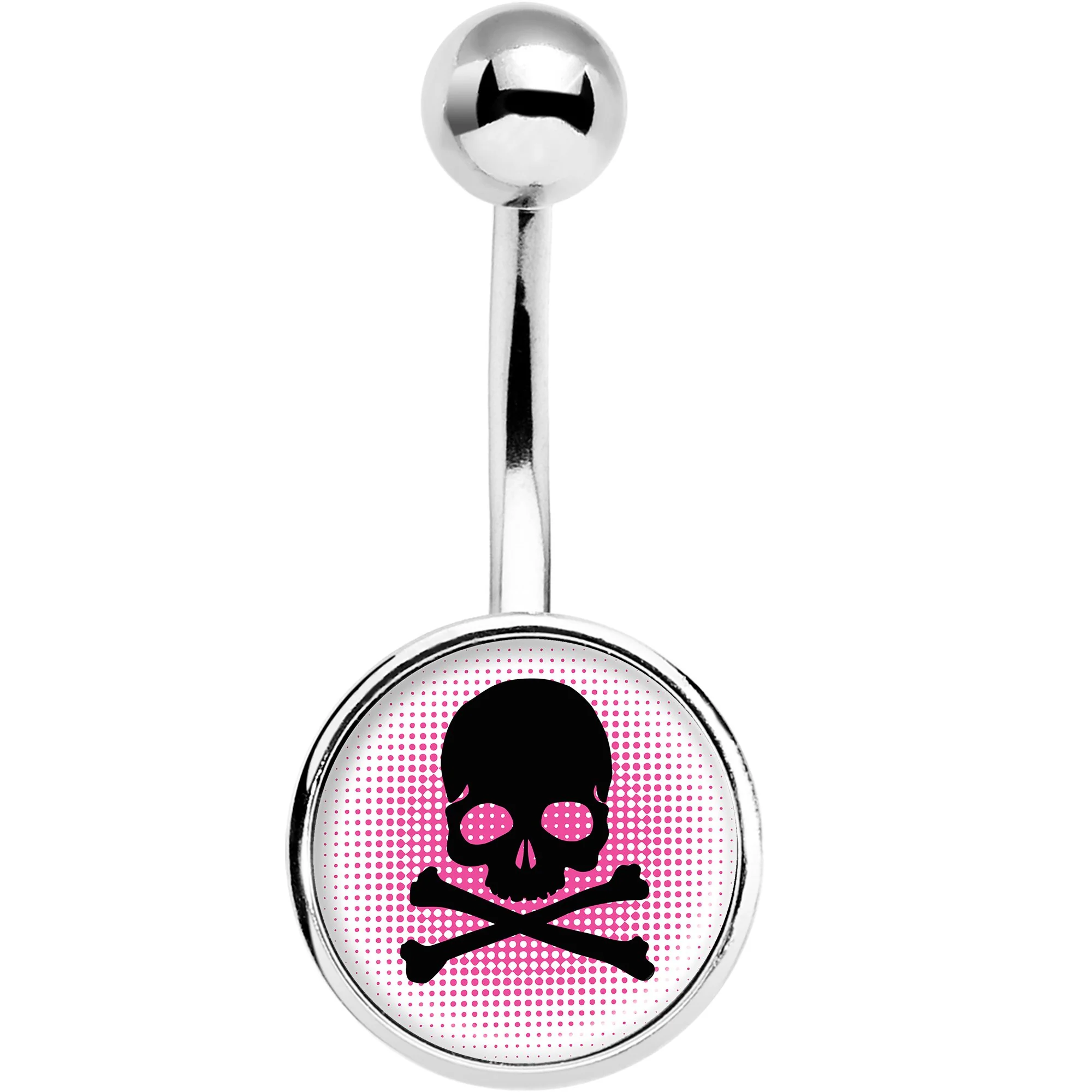 Pink Black Skull Belly Ring - Image 2
