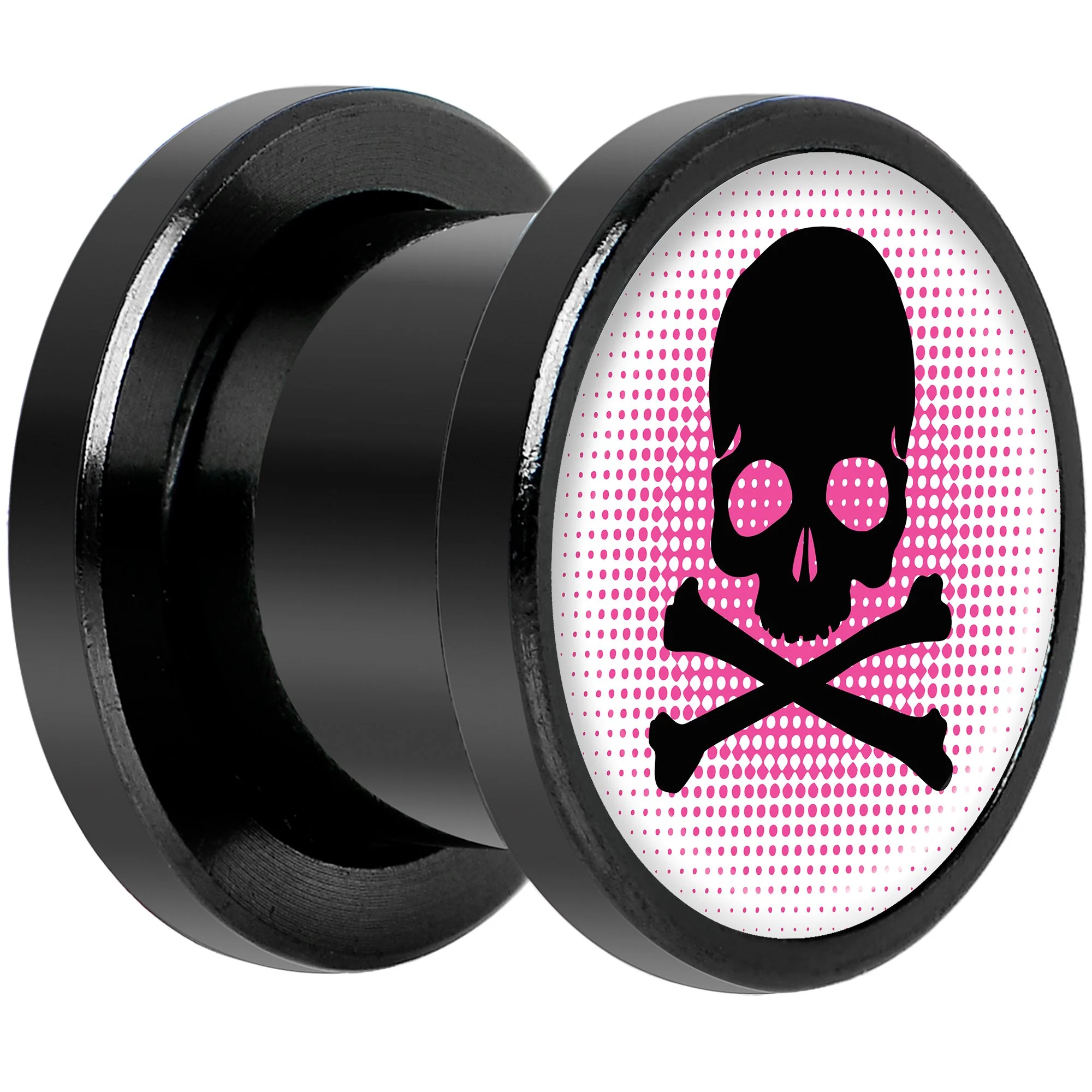Pink Black Skull Black Anodized Screw Fit Plug Set 00G - Image 2