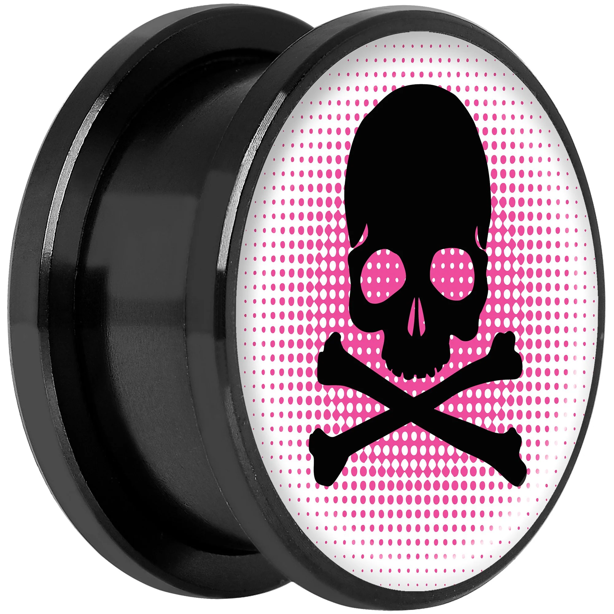 Pink Black Skull Black Anodized Screw Fit Plug Set 18mm - Image 2