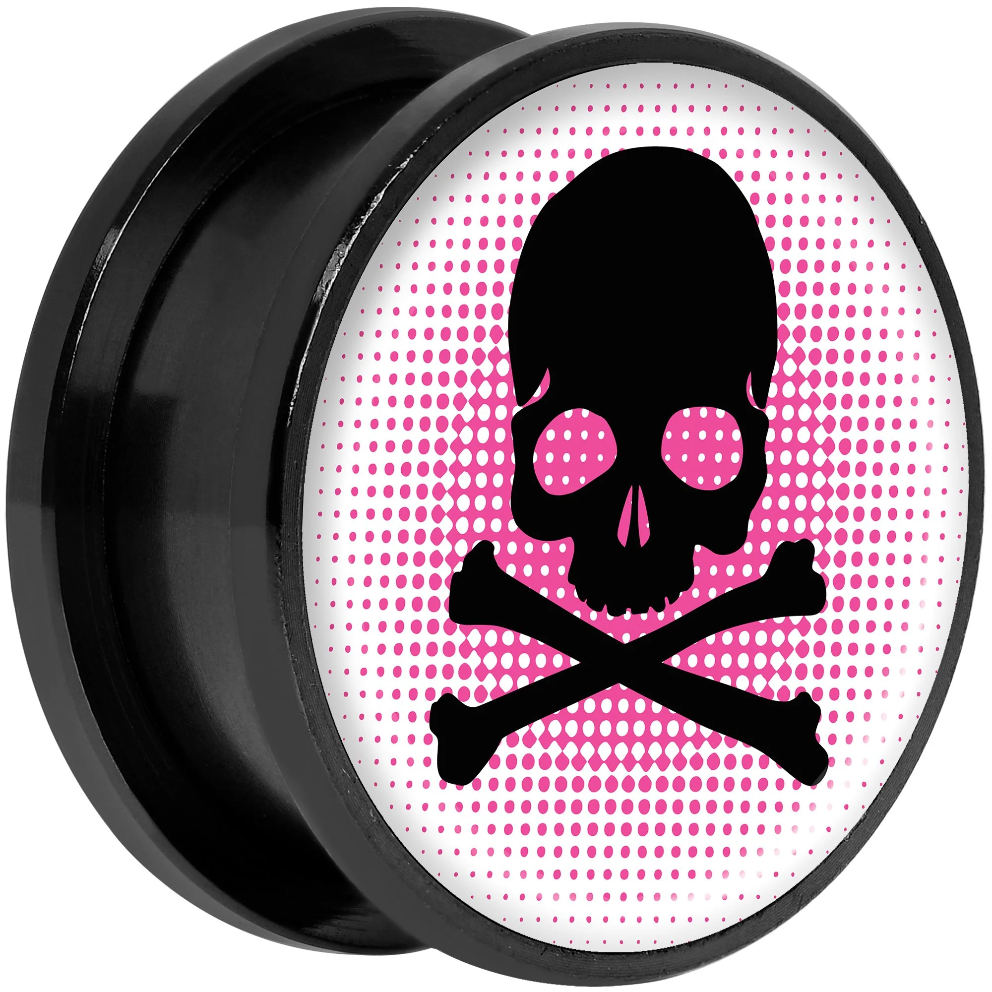 Pink Black Skull Black Anodized Screw Fit Plug Set 20mm - Image 2