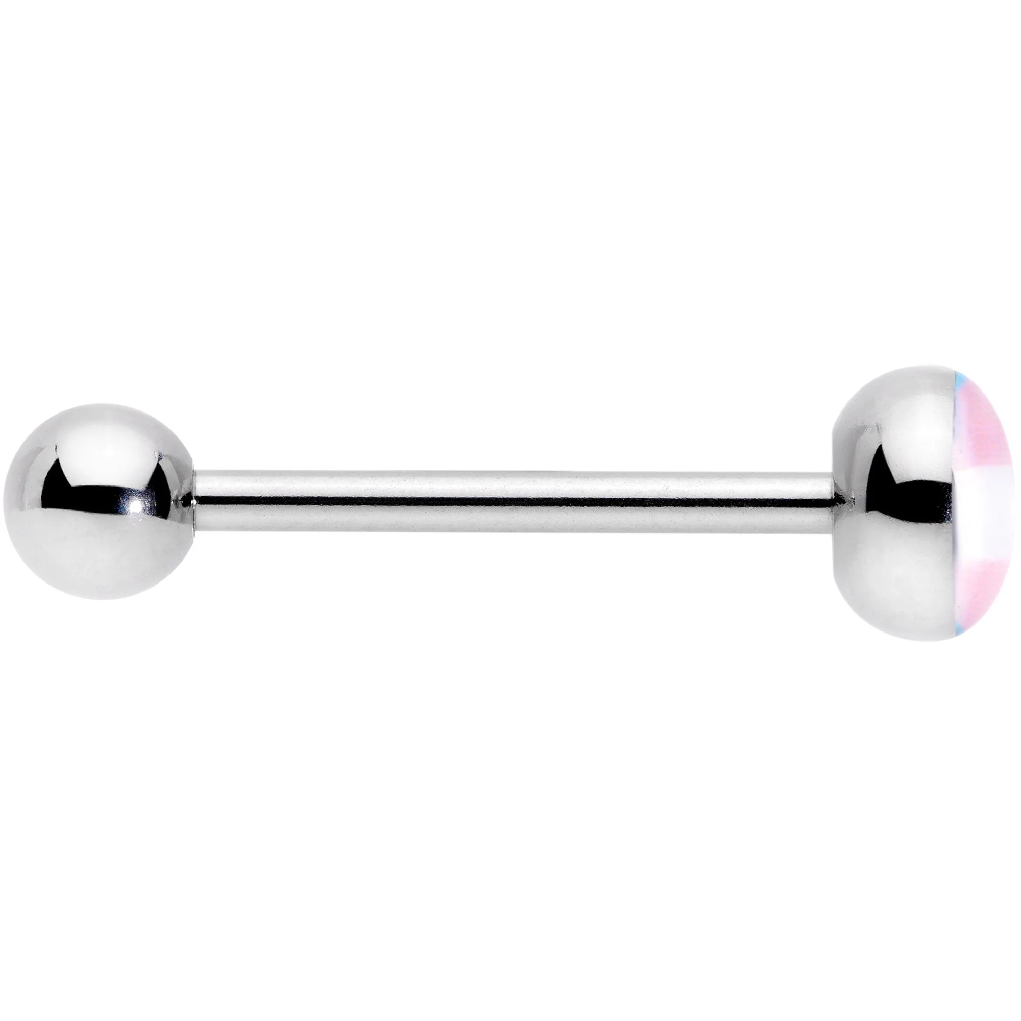 Pink Blue White Transgender Pride Flag Barbell Tongue Ring - Image 3