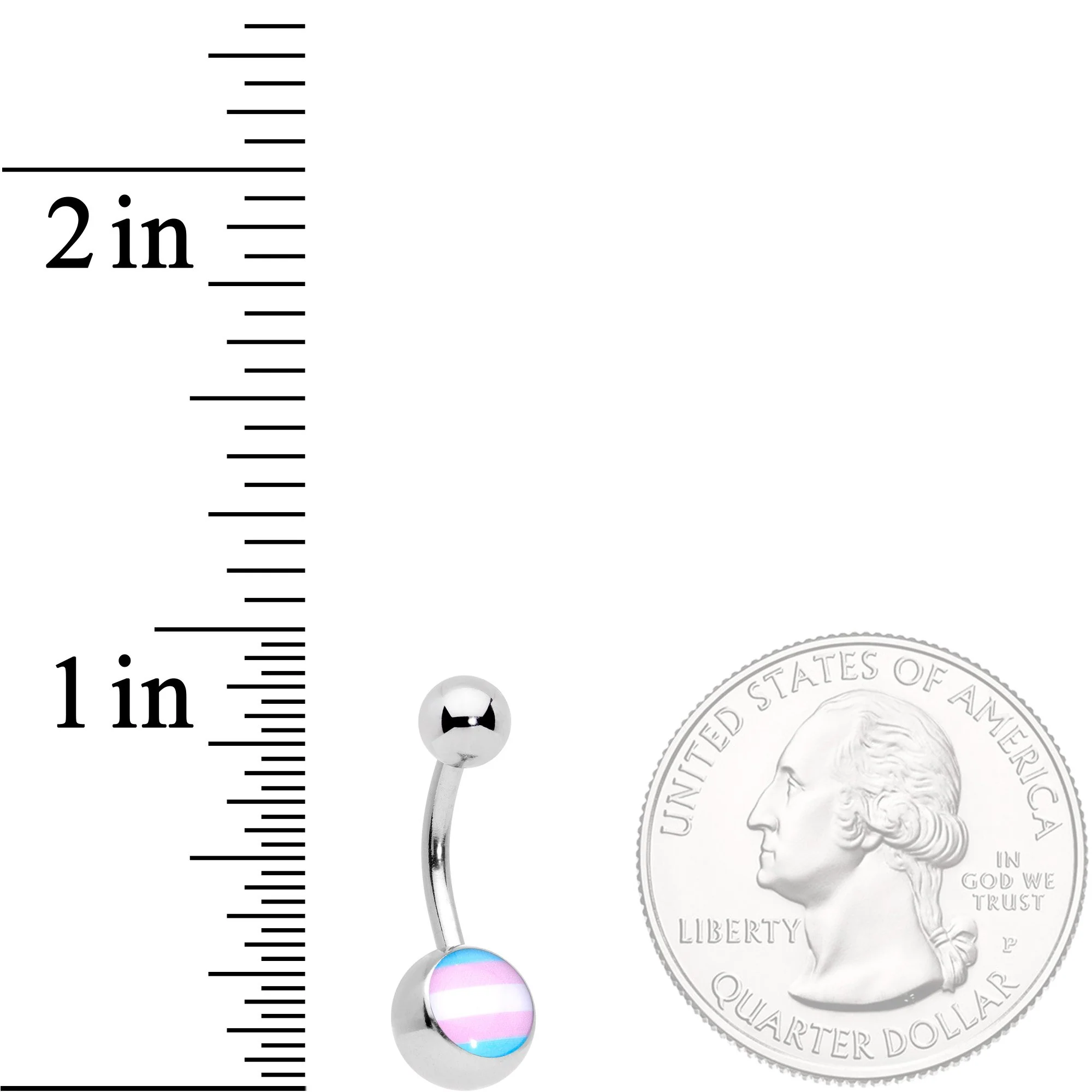 Pink Blue White Transgender Pride Flag Belly Ring - Image 2