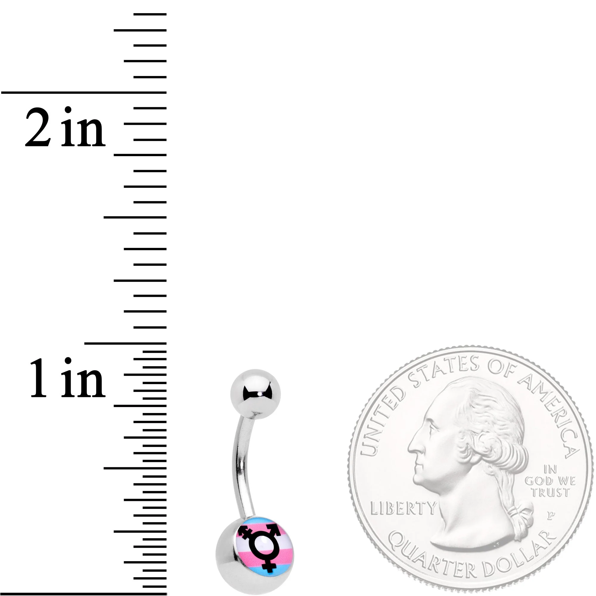 Pink Blue White Transgender Pride Logo Belly Ring - Image 2