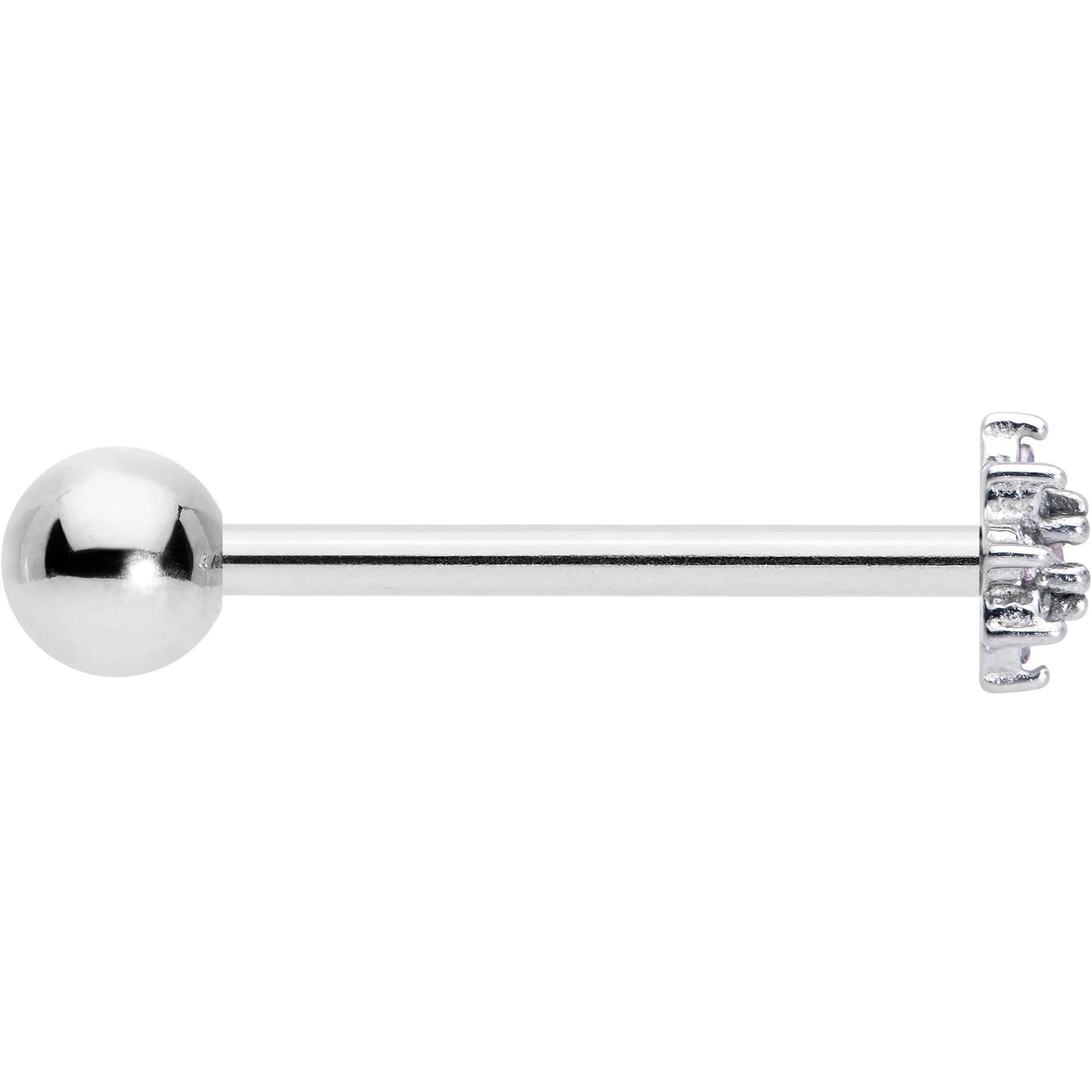 Pink Clear Gem Stylish Snowflake Barbell Tongue Ring - Image 3