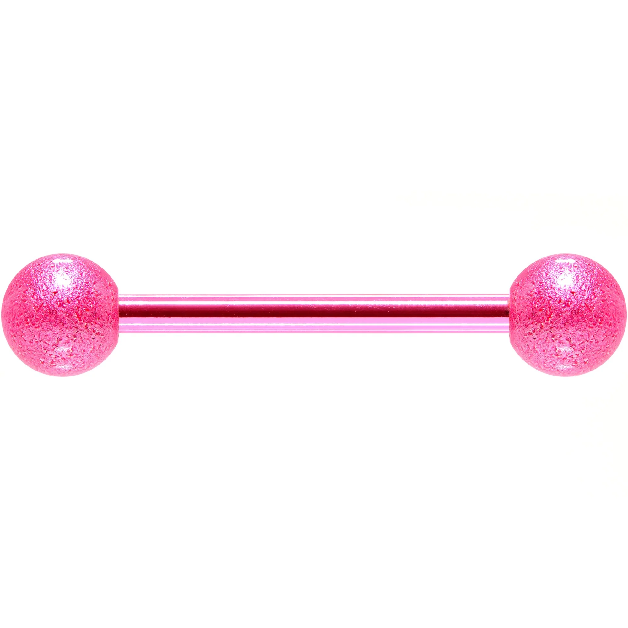 Pink Color PVD Sandblasted Barbell Tongue Ring - Image 2