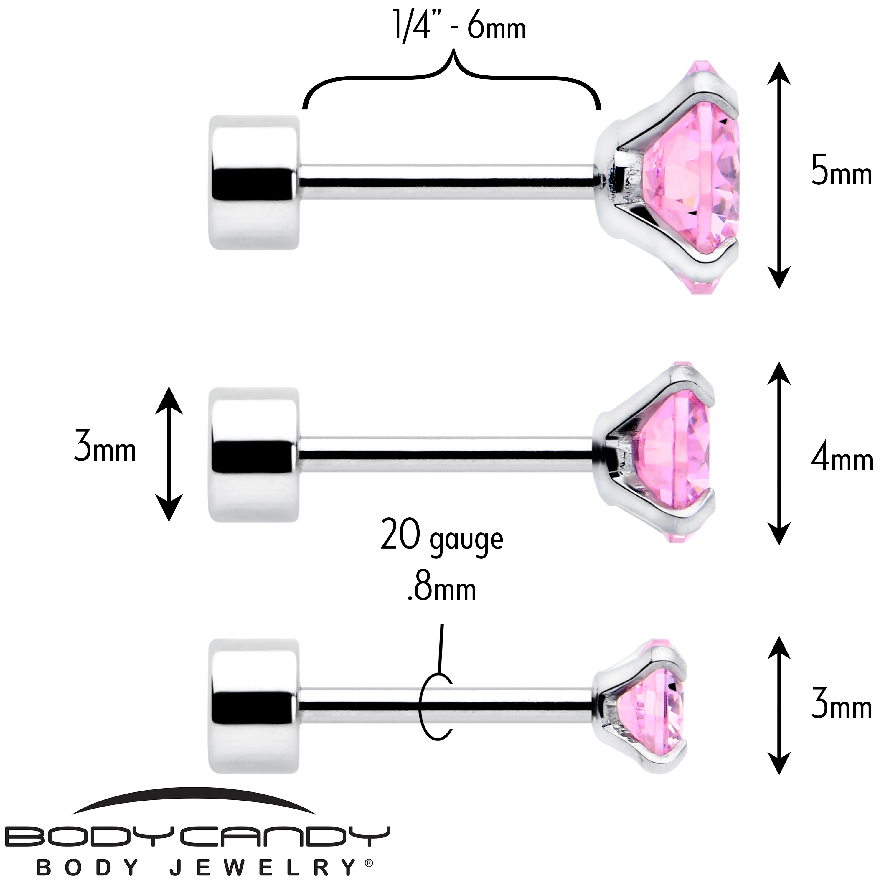 Pink CZ Flat Back Stud Earrings - 3 Pairs - Image 6