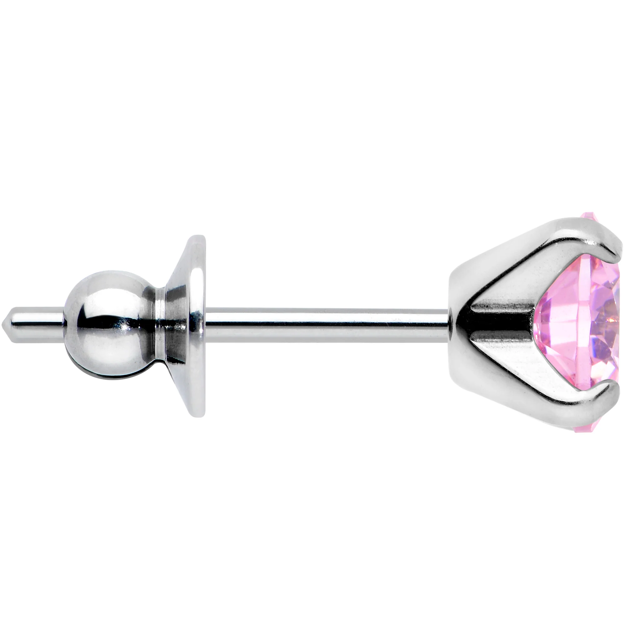 Pink CZ Gem 5mm G23 Titanium Post Stud Earrings - Image 2