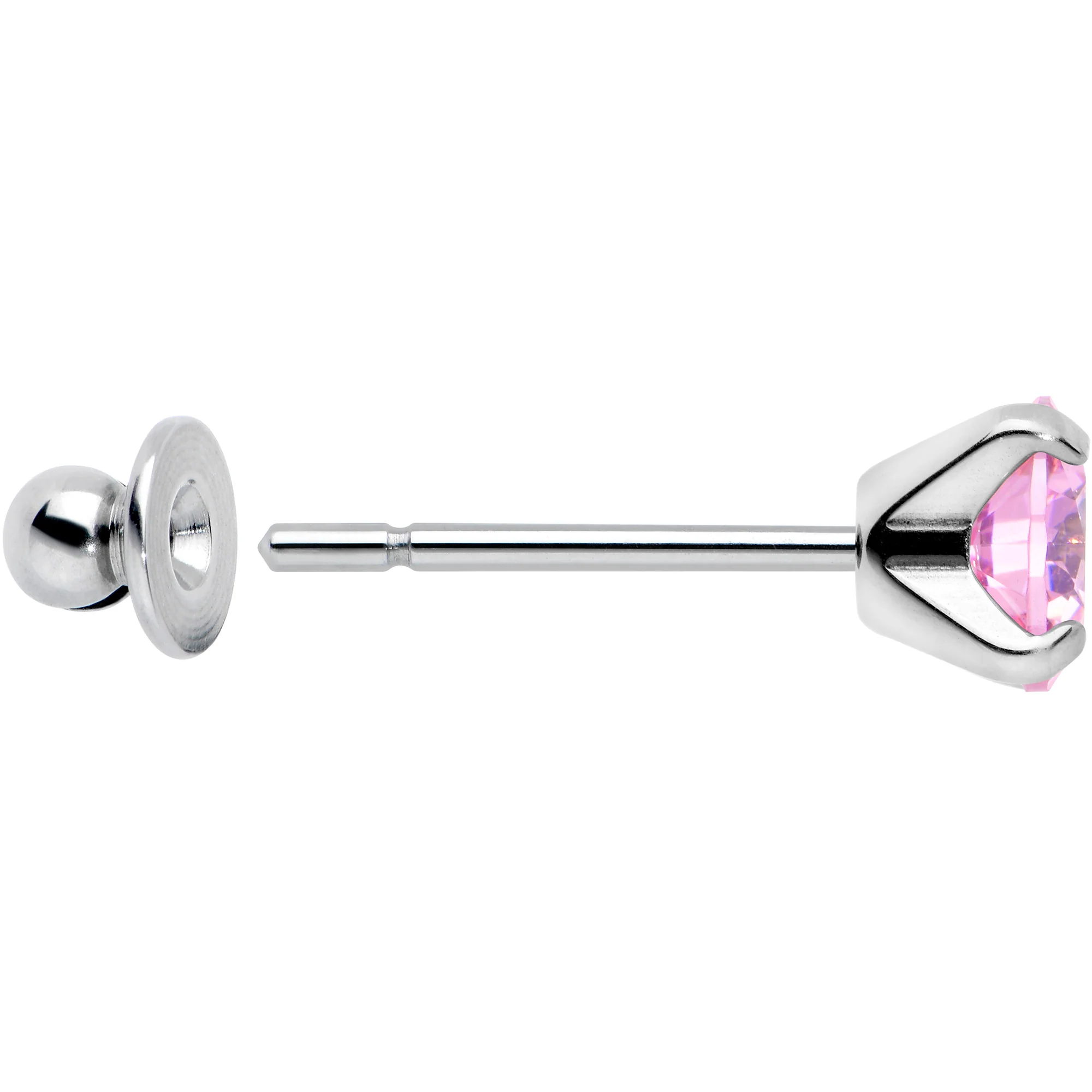 Pink CZ Gem 5mm G23 Titanium Post Stud Earrings - Image 3