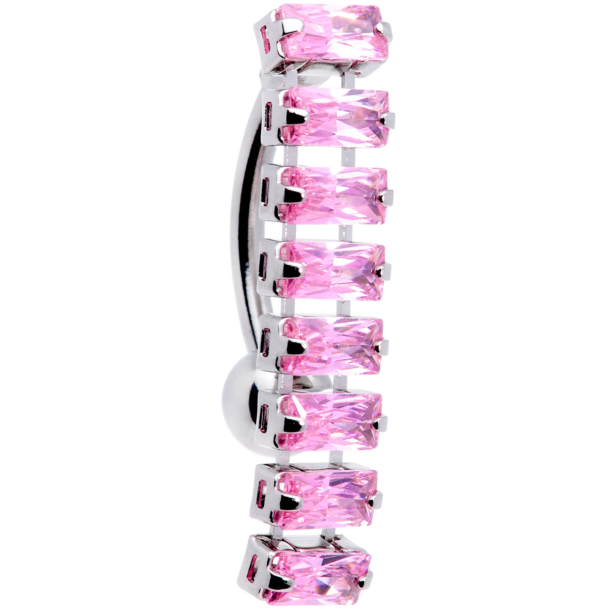 Pink CZ Gem Band of Beauty Top Mount Belly Ring