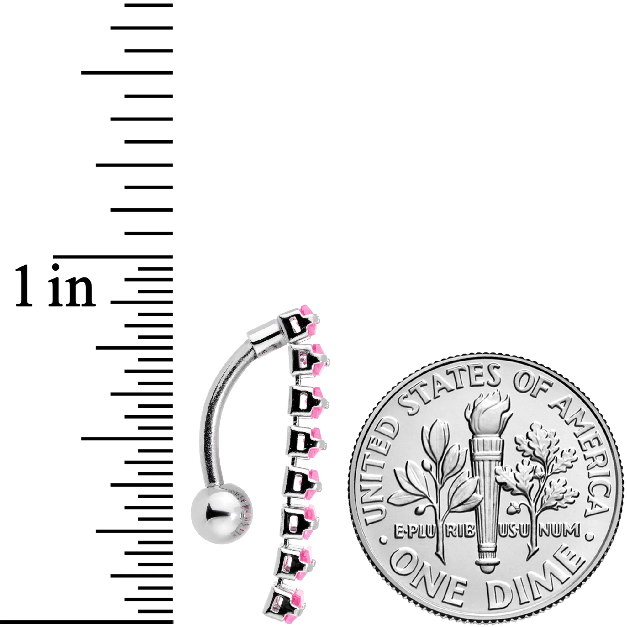 Pink CZ Gem Band of Beauty Top Mount Belly Ring - Image 4