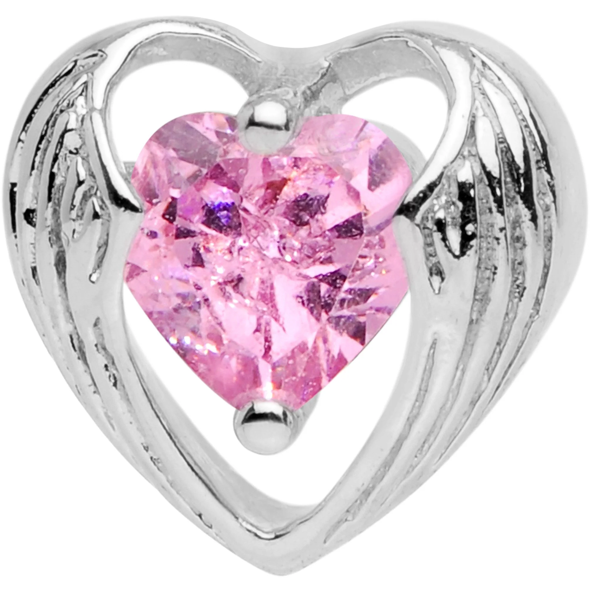 Pink CZ Gem Hugged Heart Cartilage Tragus Earring - Image 2