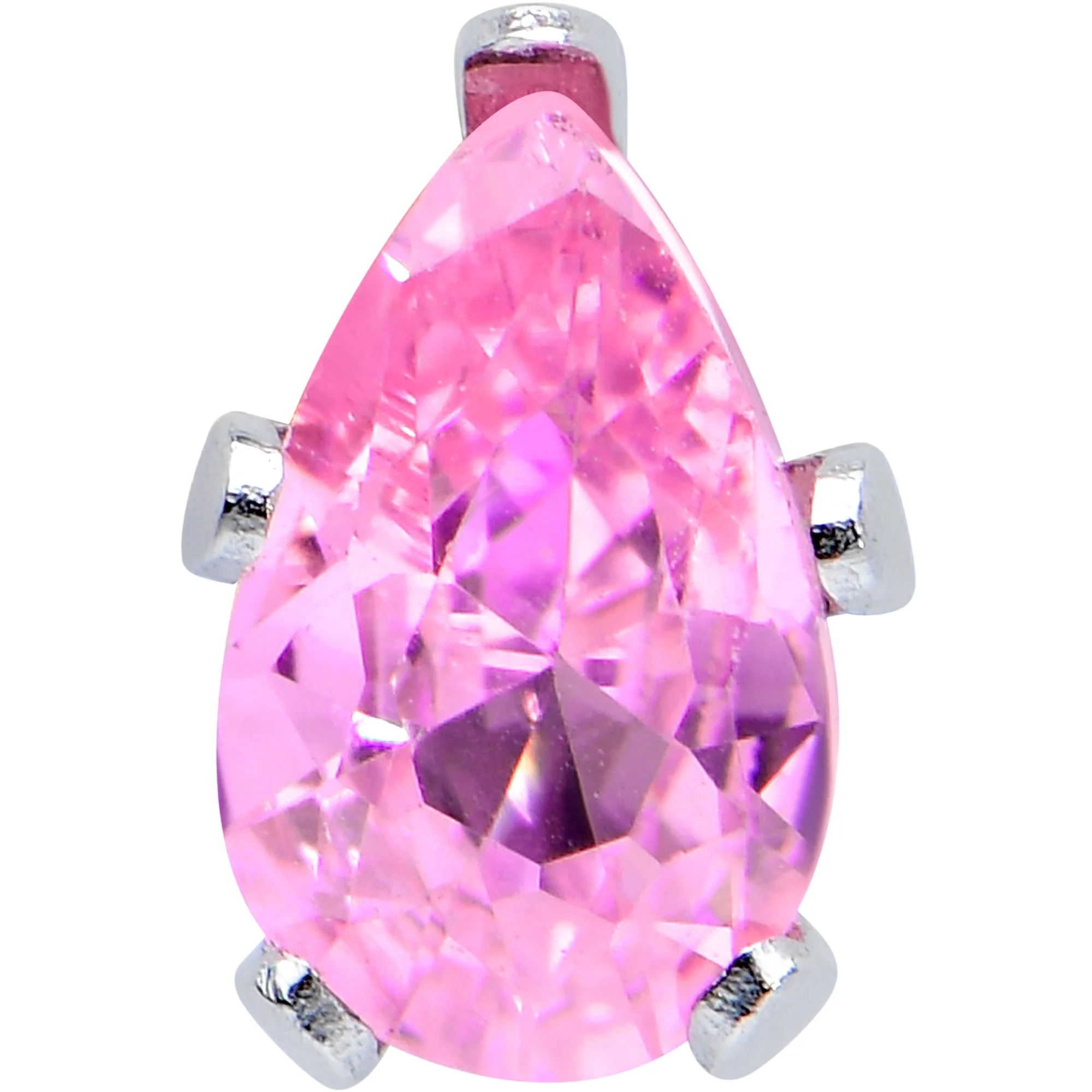CZ Teardrop Pink Stainless Steel Stud Earrings 3mm to 7mm - Image 3