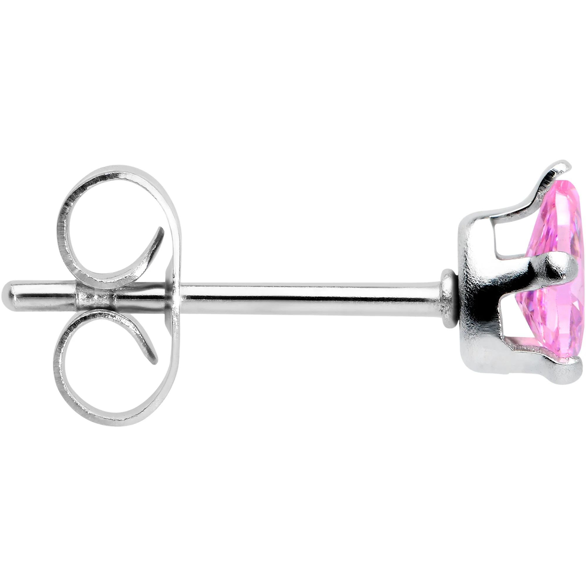 CZ Teardrop Pink Stainless Steel Stud Earrings 3mm to 7mm - Image 4