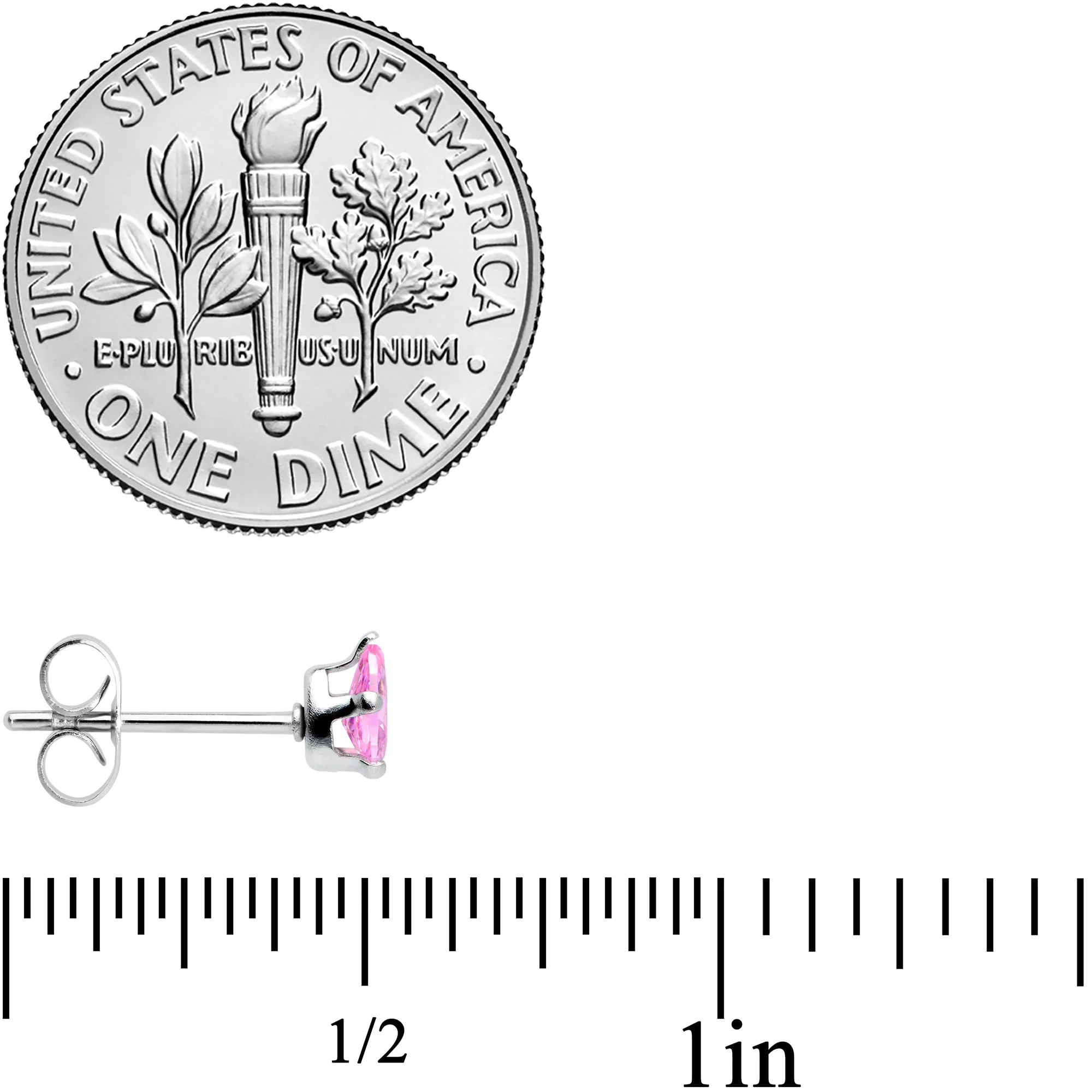 CZ Teardrop Pink Stainless Steel Stud Earrings 3mm to 7mm - Image 5