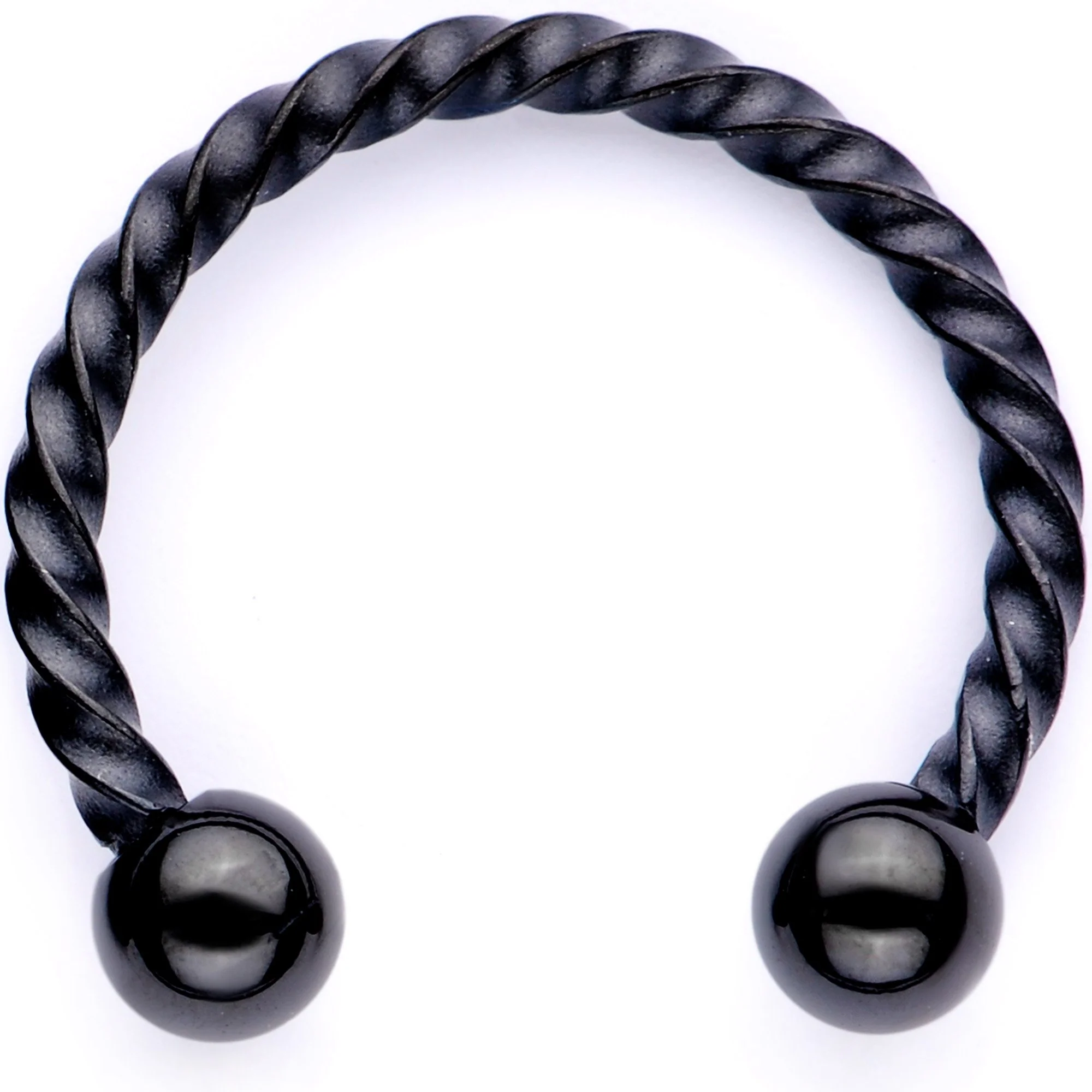 16G Pink Faux Opal Black Anodized Twisted Horseshoe Clip On Fake Septum Ring Set - Image 5