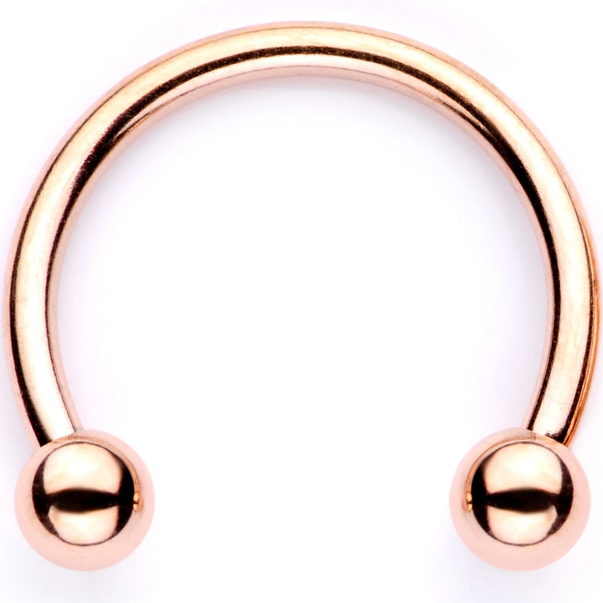 16G 3/8 Pink Faux Opal Rose Gold Tone Horseshoe Closure Ring Set - Image 4