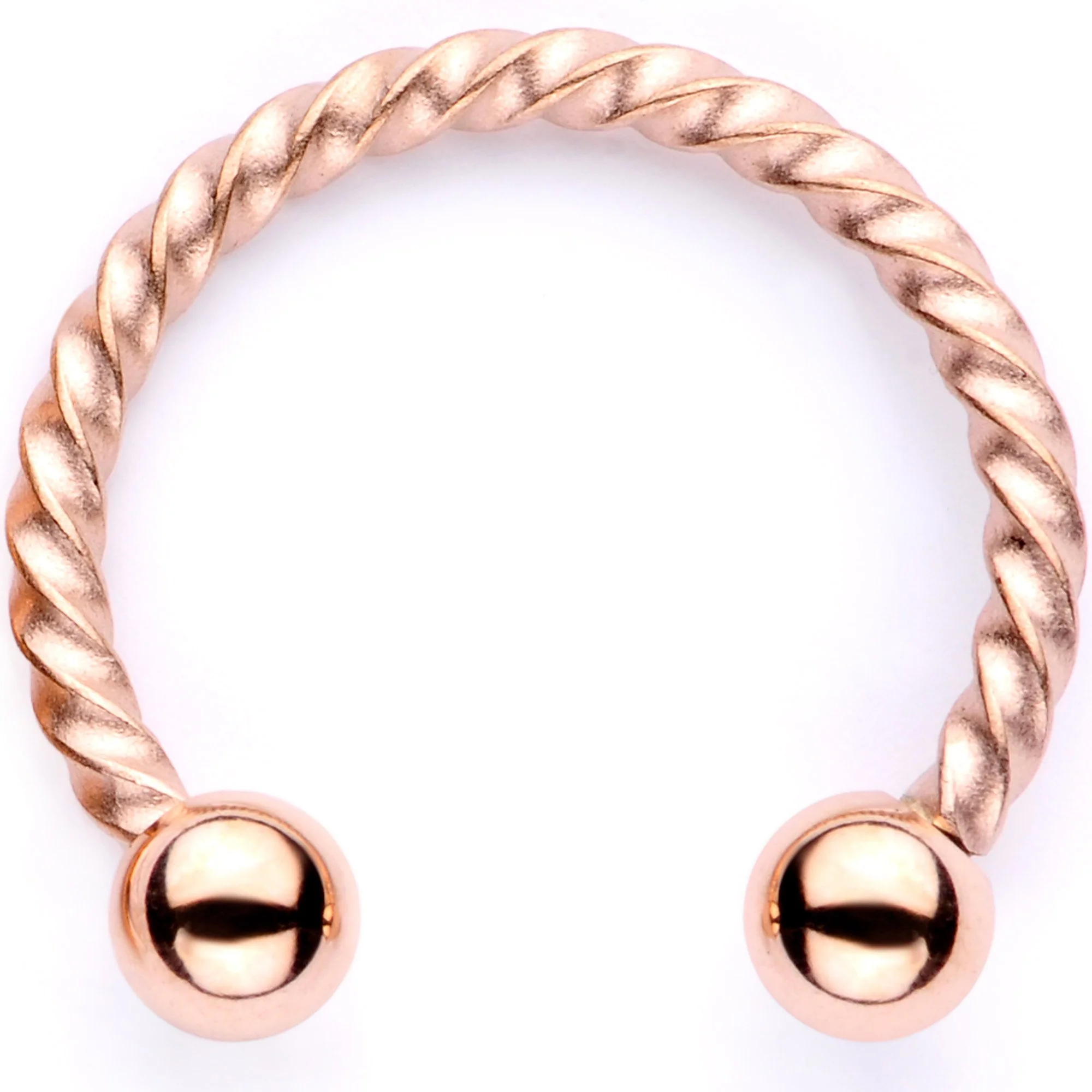 16G 3/8 Pink Faux Opal Rose Gold Tone Horseshoe Closure Ring Set - Image 5