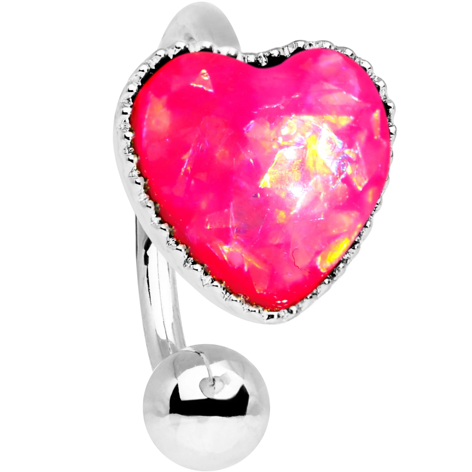 Pink Faux Opal Sacred Heart Non Pierced Ear Cuff - Image 2