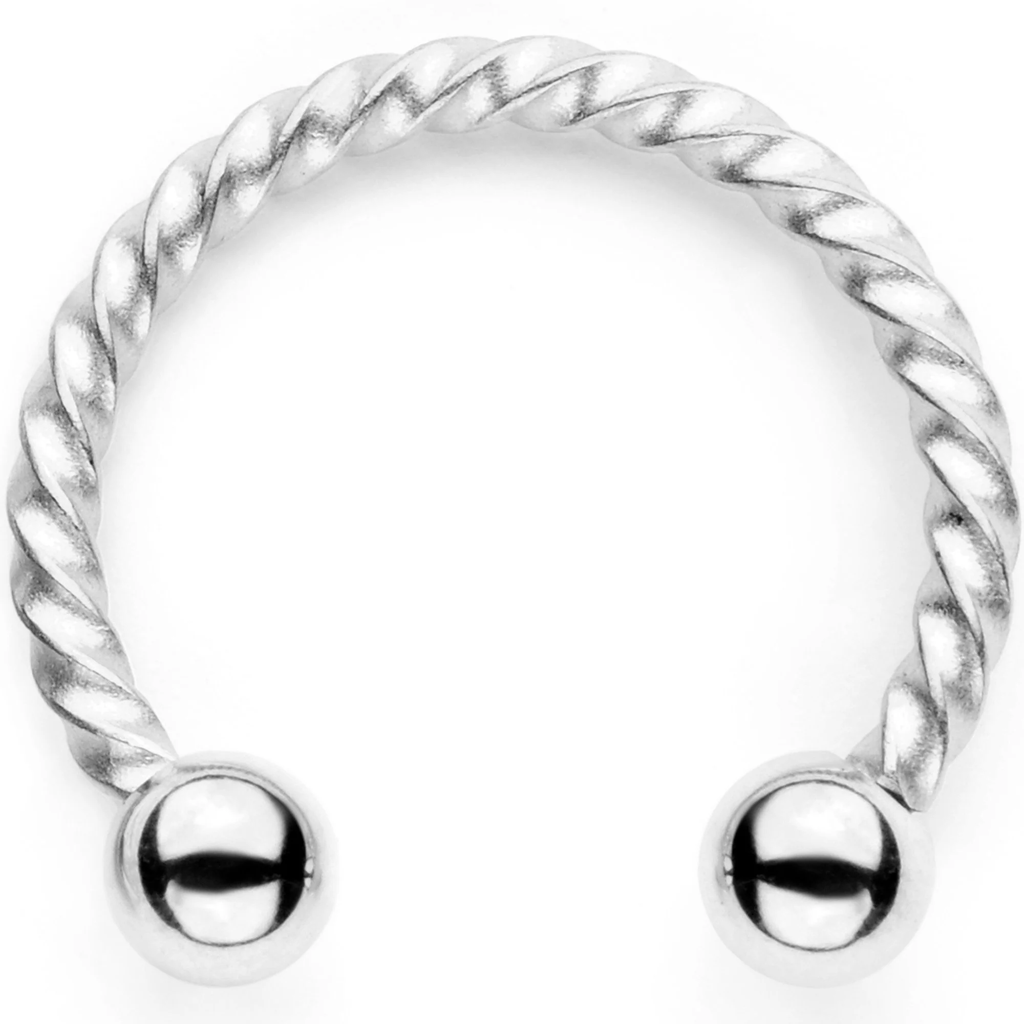 16G 3/8 Pink Faux Opal Twisted Horseshoe Closure Ring Set - Image 5