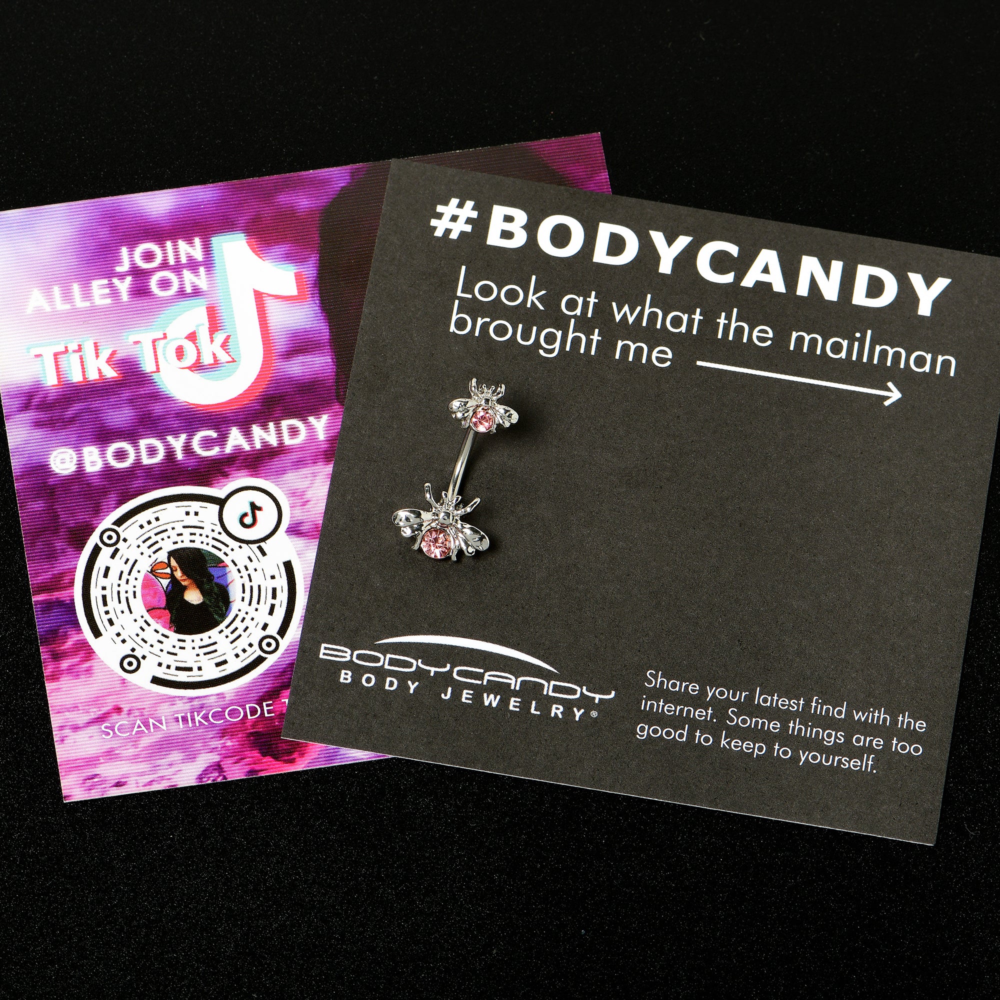 Pink Gem Bees Beautiful Insect Double Mount Belly Ring - Image 4