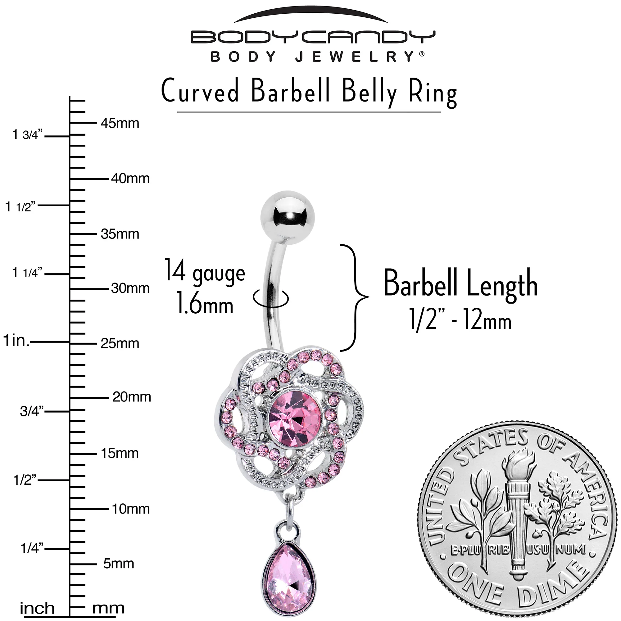 Pink Gem Celtic Knot Elegance Dangle Belly Ring - Image 6