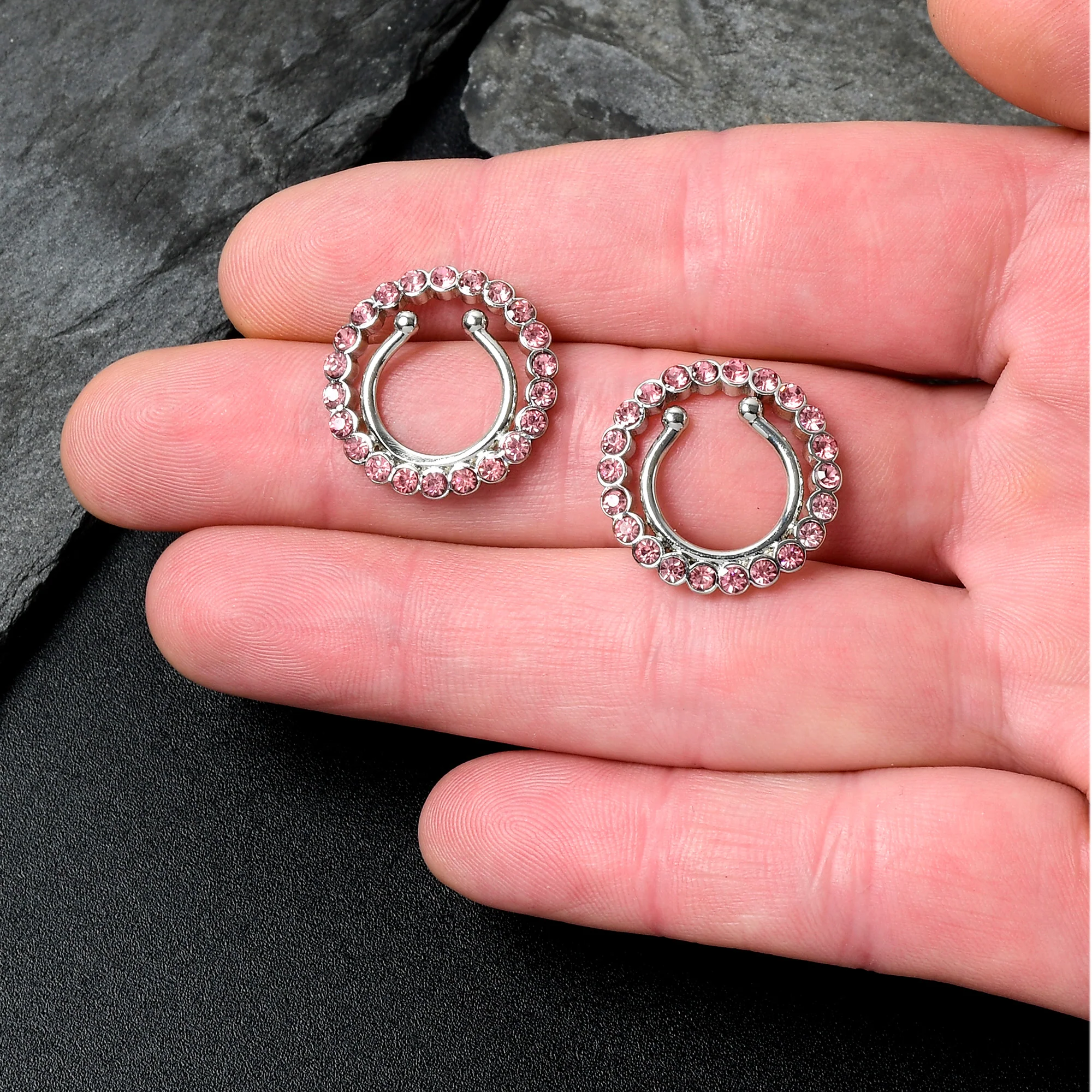 Clip On Fake Nipple Ring Set - Pink, Blue or Clear - Image 6