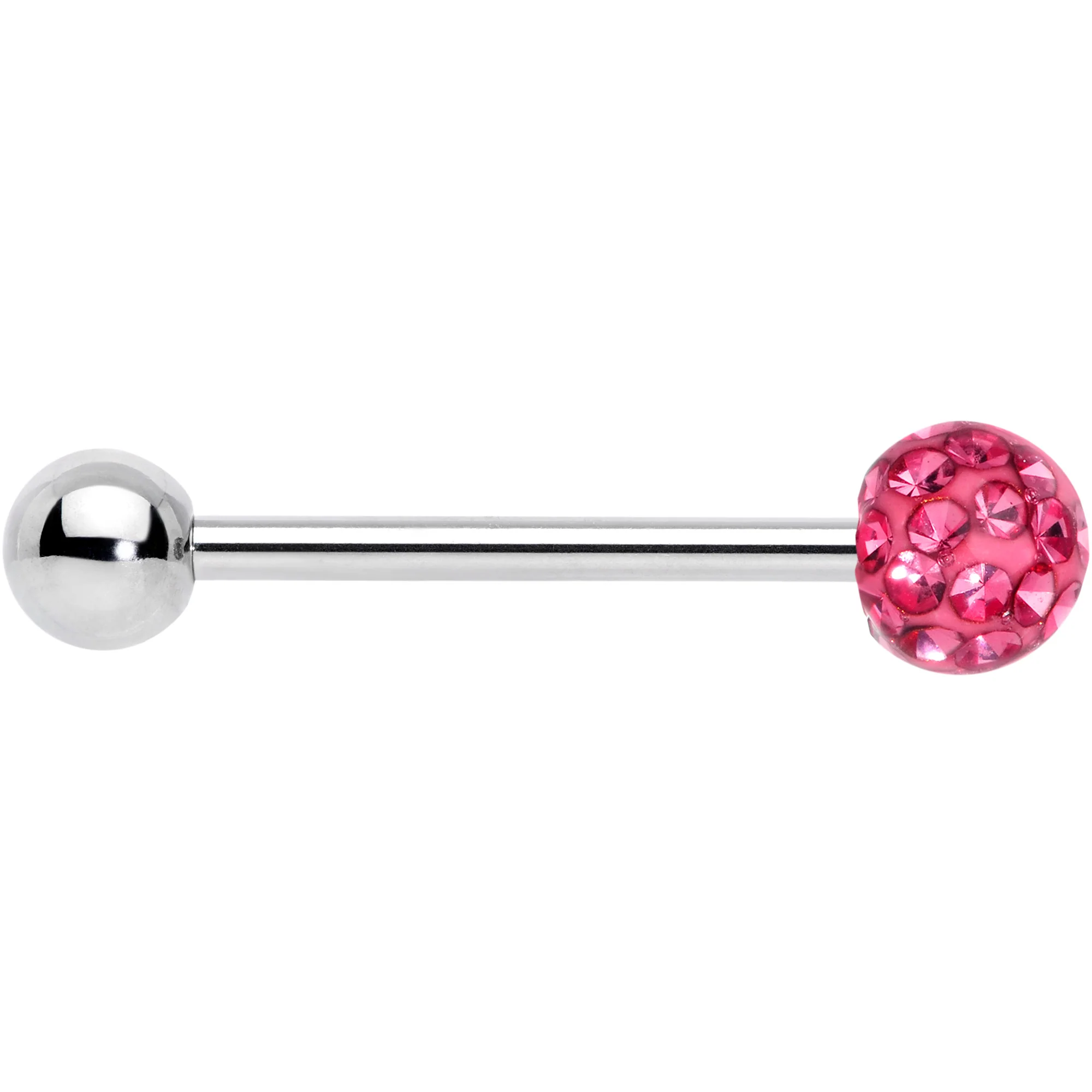 Pink Gem Disco Ball Internally Threaded Barbell Tongue Ring - Image 3