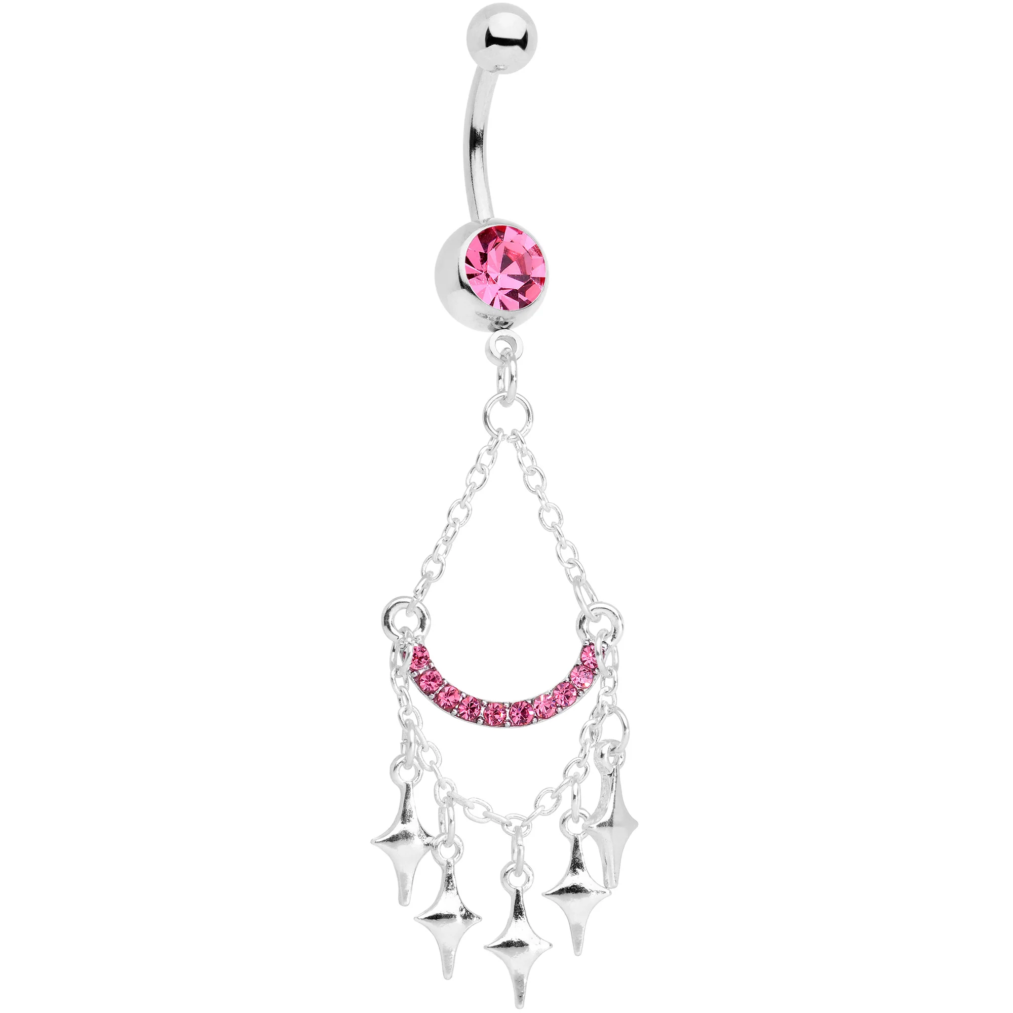 Pink Gem Double Drama Chandelier Dangle Belly Ring