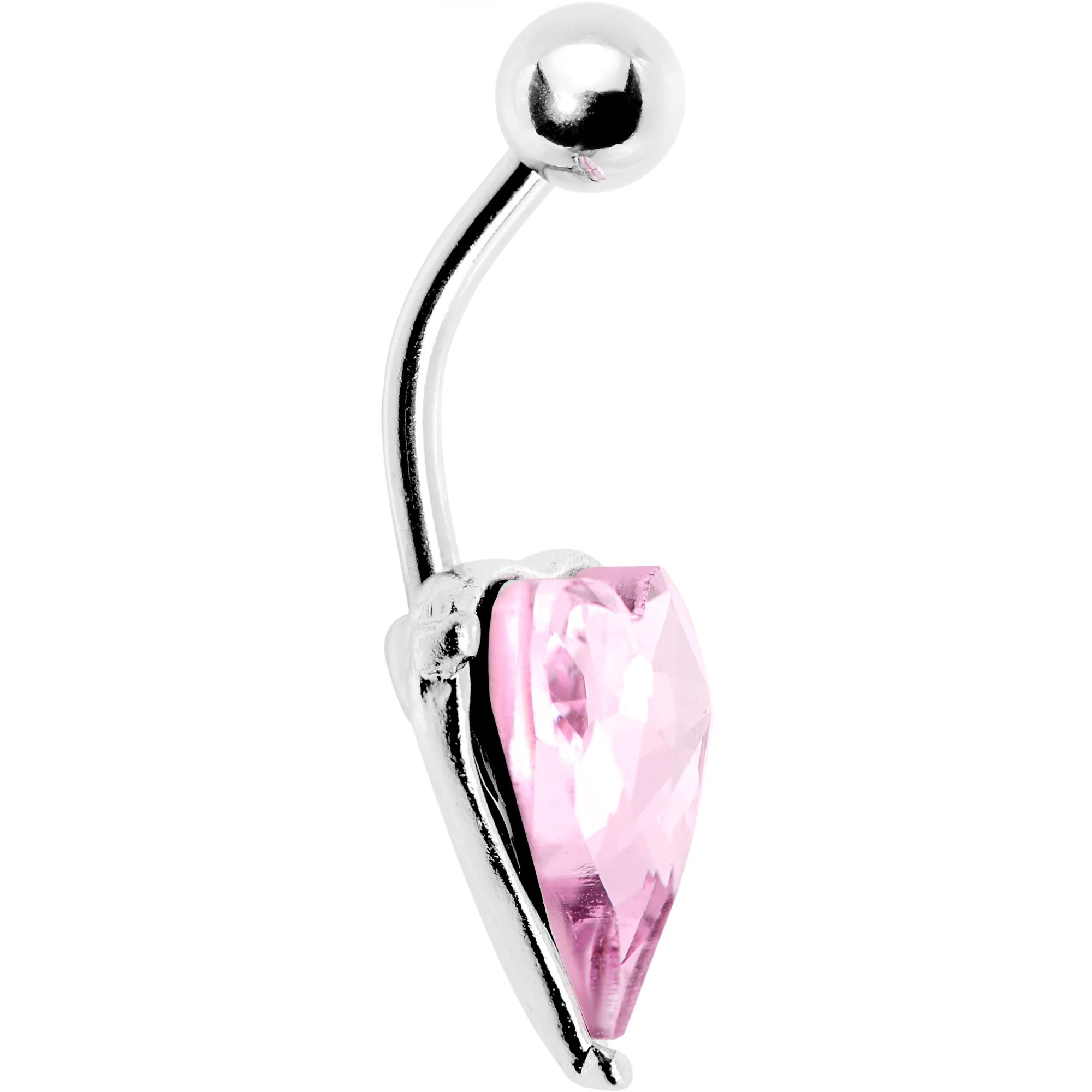 Pink Gem Huge Heart Belly Ring - Image 2