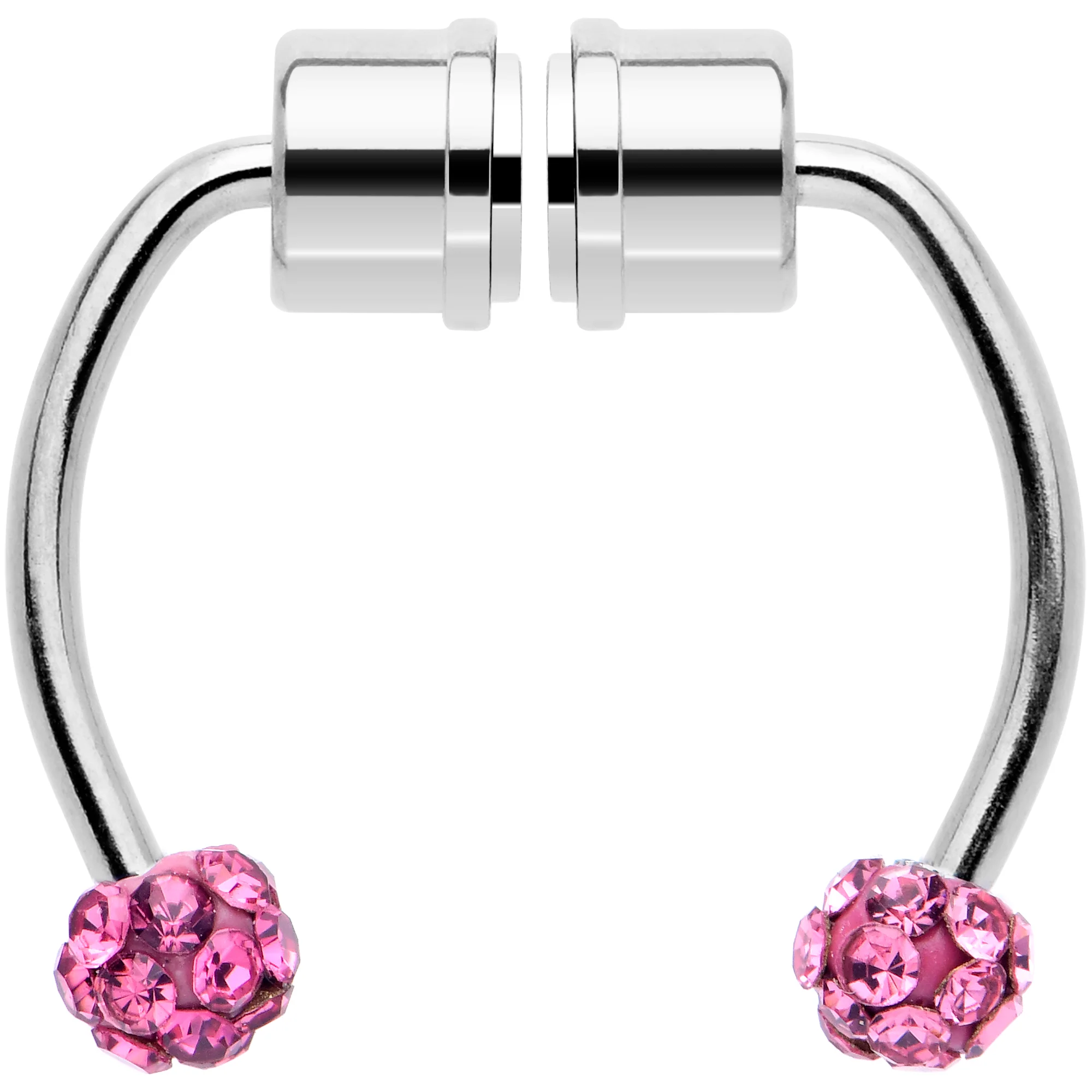 Pink Gem Magnetic Septum Ring Horseshoe Non-Pierced Fake Nose Ring Set - Image 3